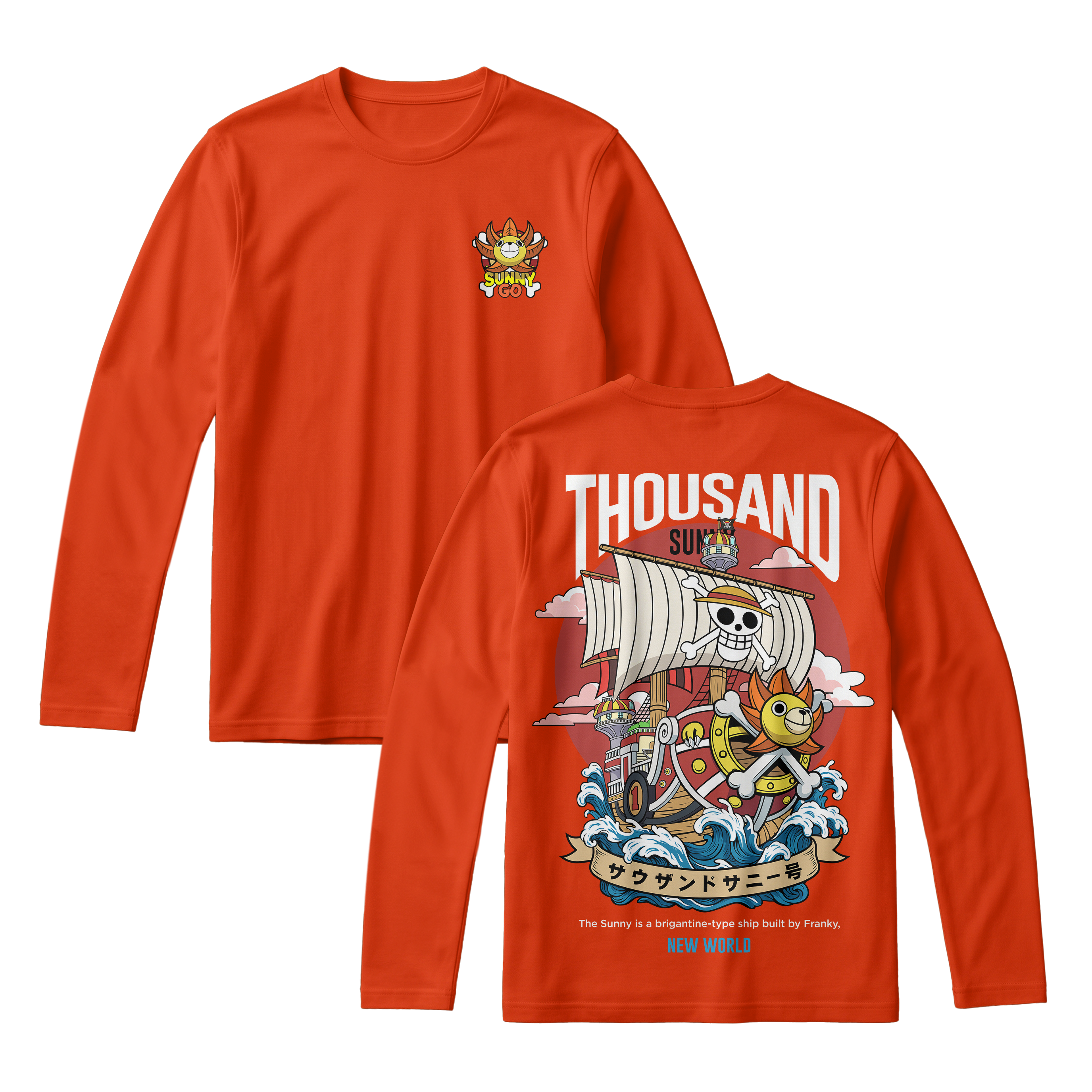 Anime One Piece Thousand Sunny Long Sleeve Tee - RZM016