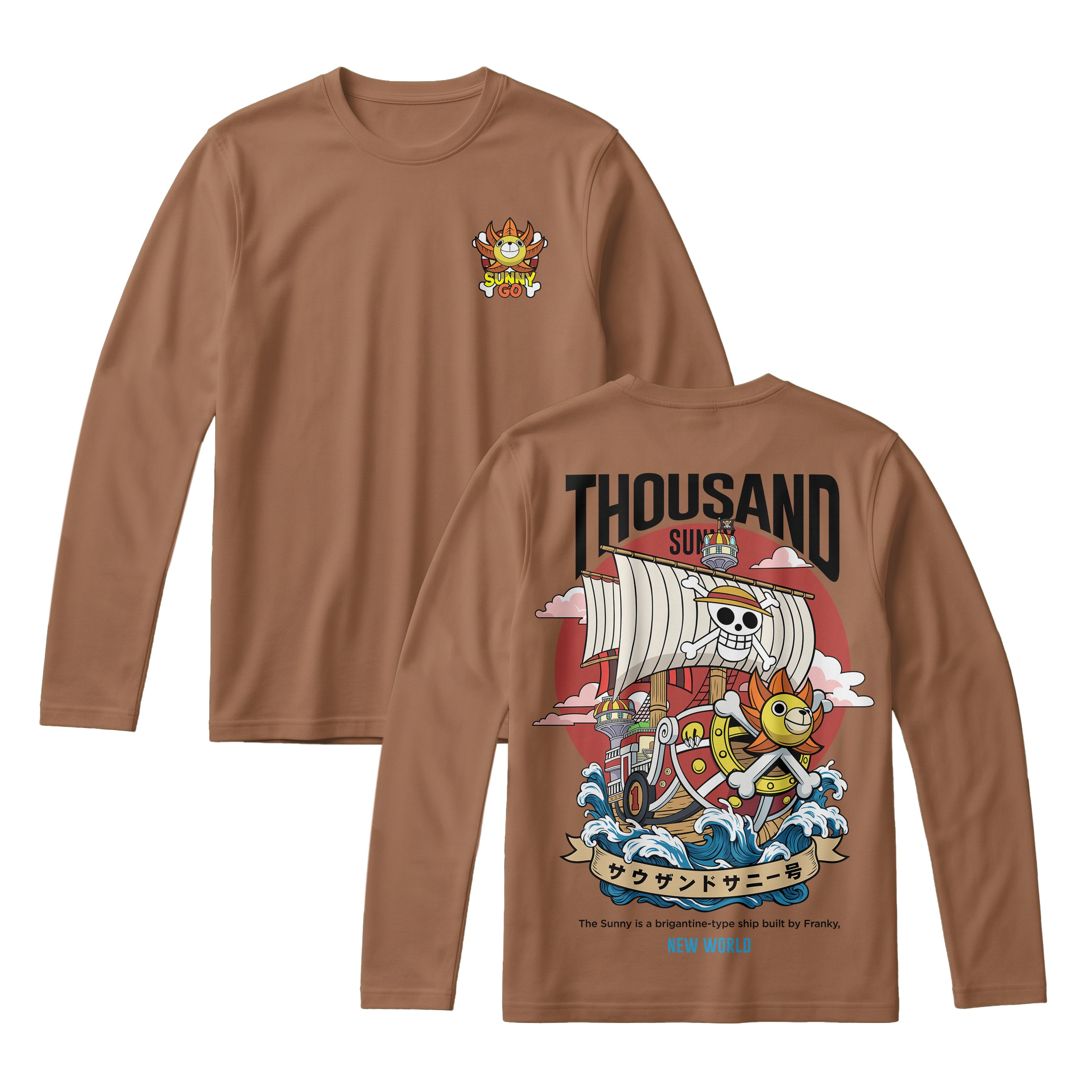Anime One Piece Thousand Sunny Long Sleeve Tee - RZM016