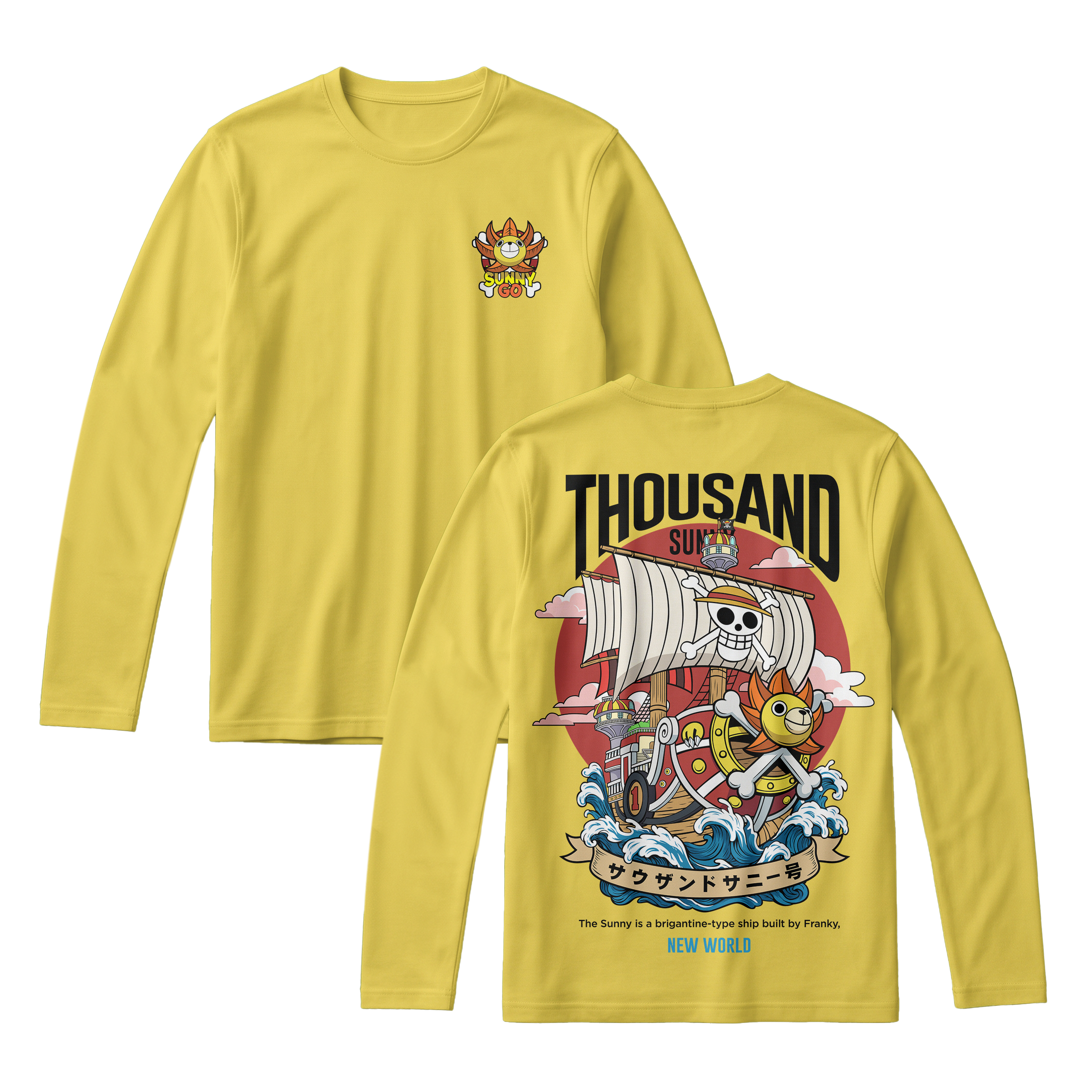 Anime One Piece Thousand Sunny Long Sleeve Tee - RZM016