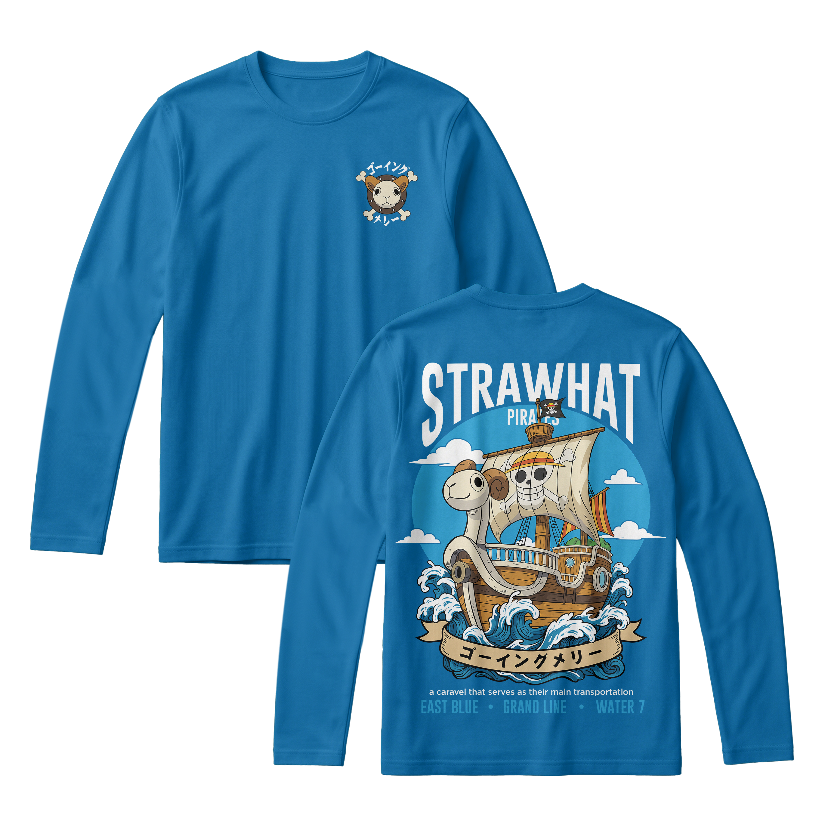 Anime One Piece Straw Hat Pirates Thousand Sunny Journey Long Sleeve Tee - RZM017
