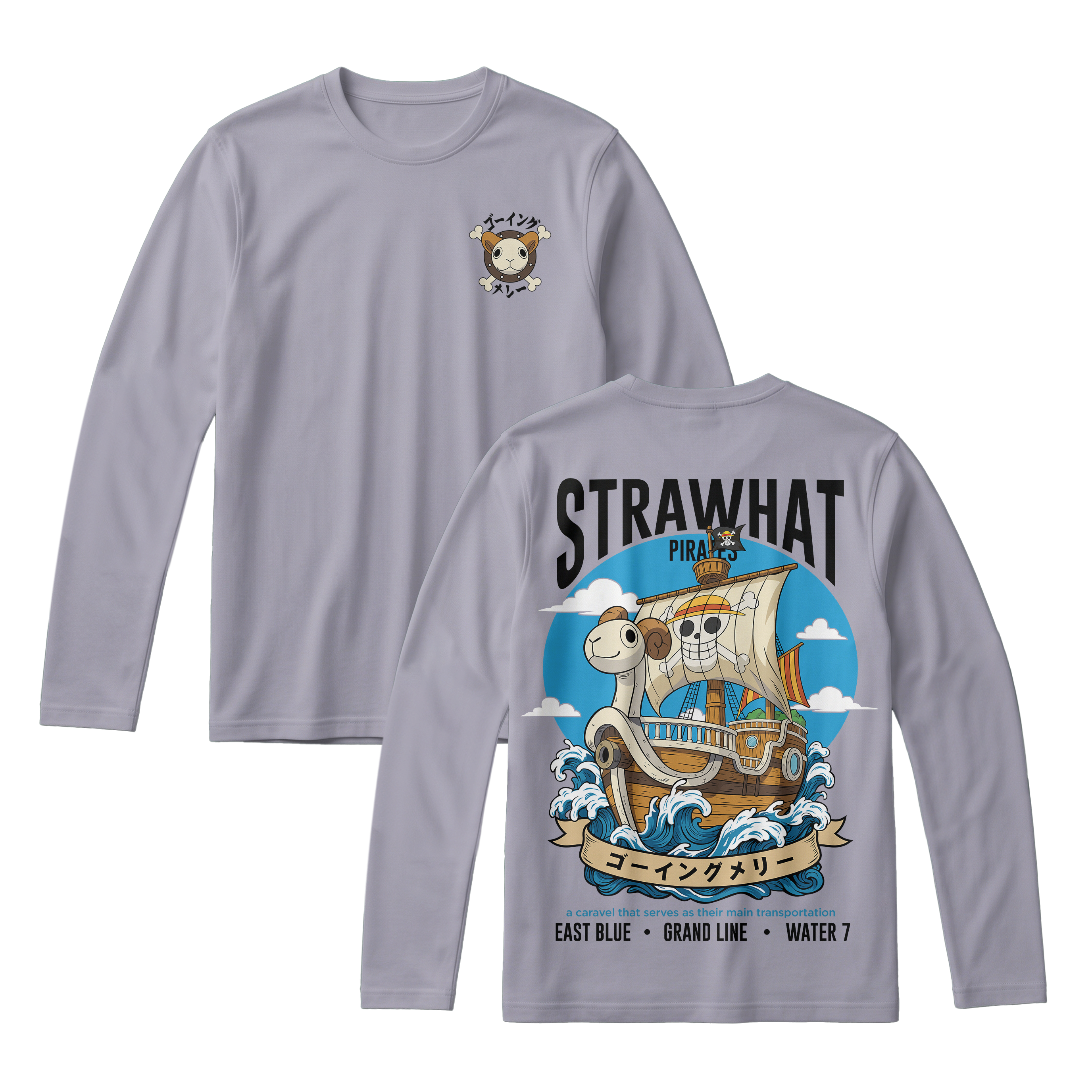 Anime One Piece Straw Hat Pirates Thousand Sunny Journey Long Sleeve Tee - RZM017
