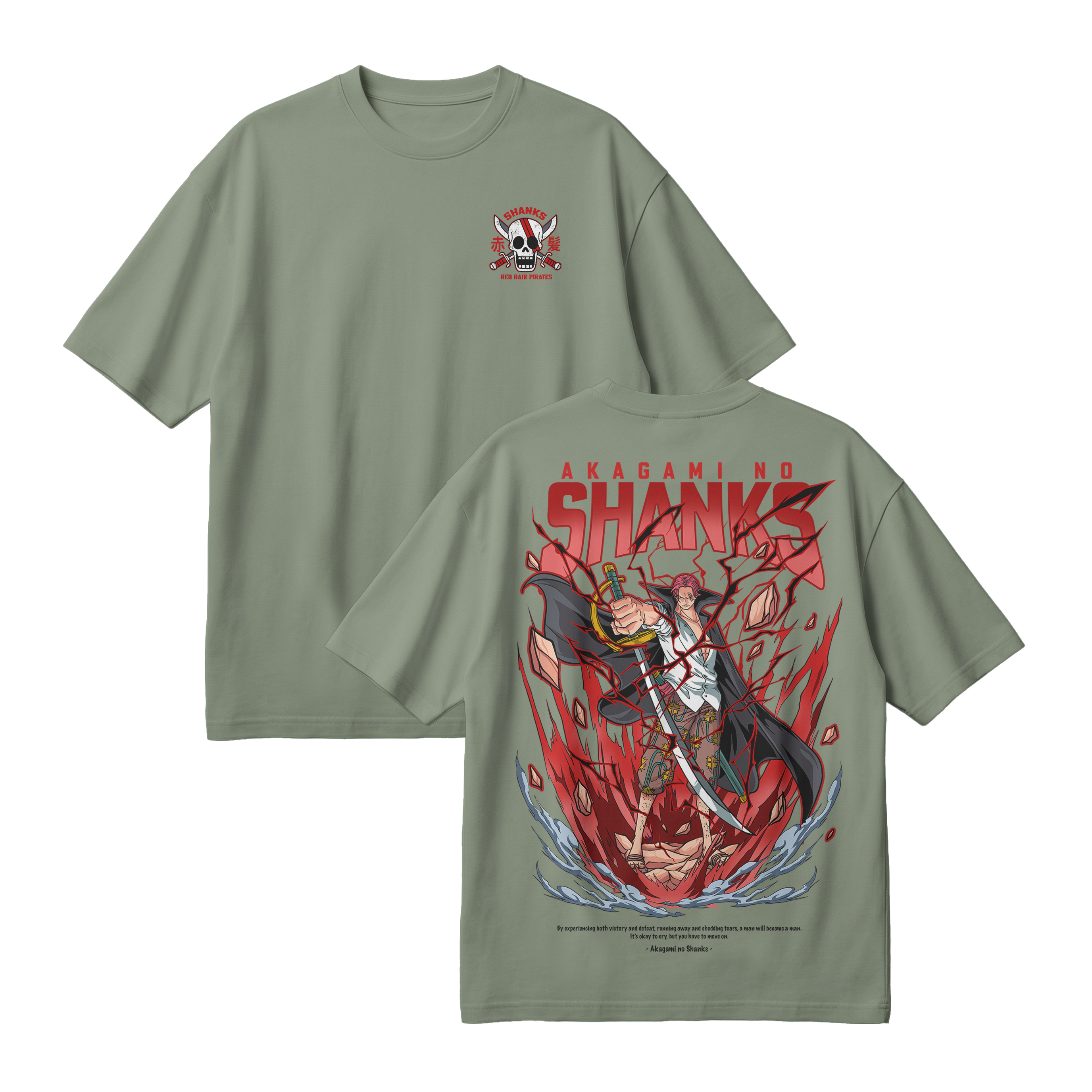 Anime One Piece Akagami no Shanks Oversized T-Shirt - RZM003