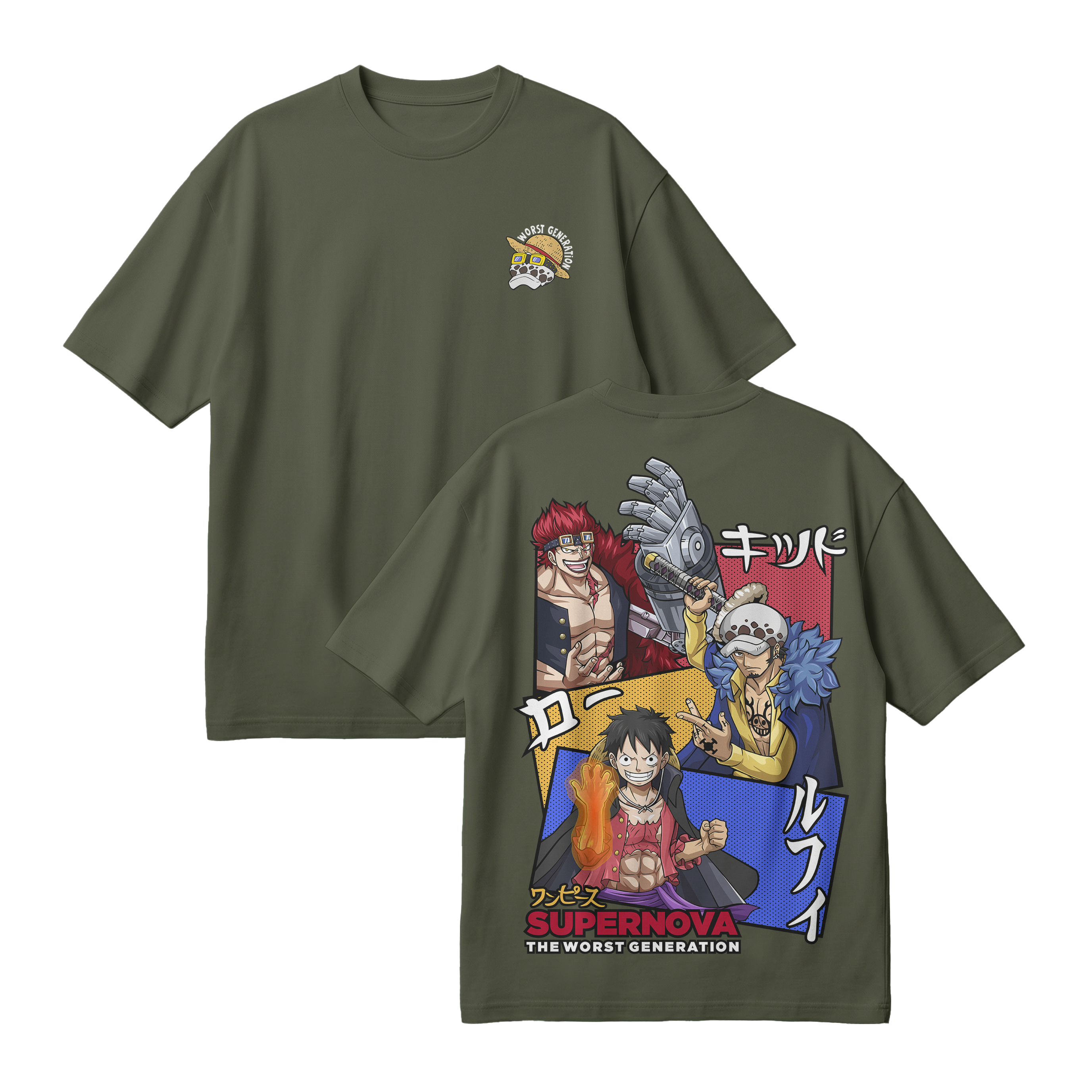 Anime One Piece Supernova The Worst Generation Oversized T-Shirt - RZM007