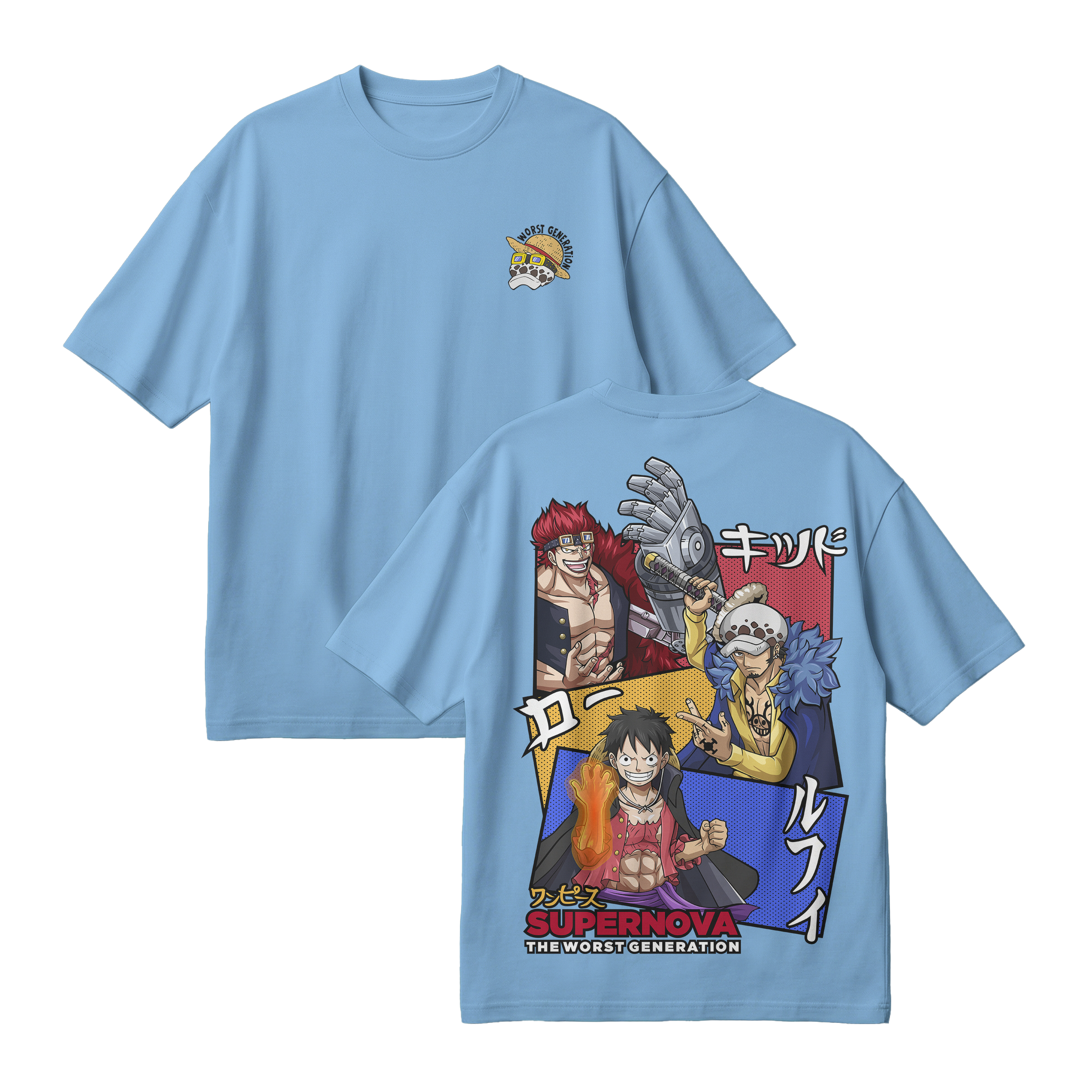 Anime One Piece Supernova The Worst Generation Oversized T-Shirt - RZM007