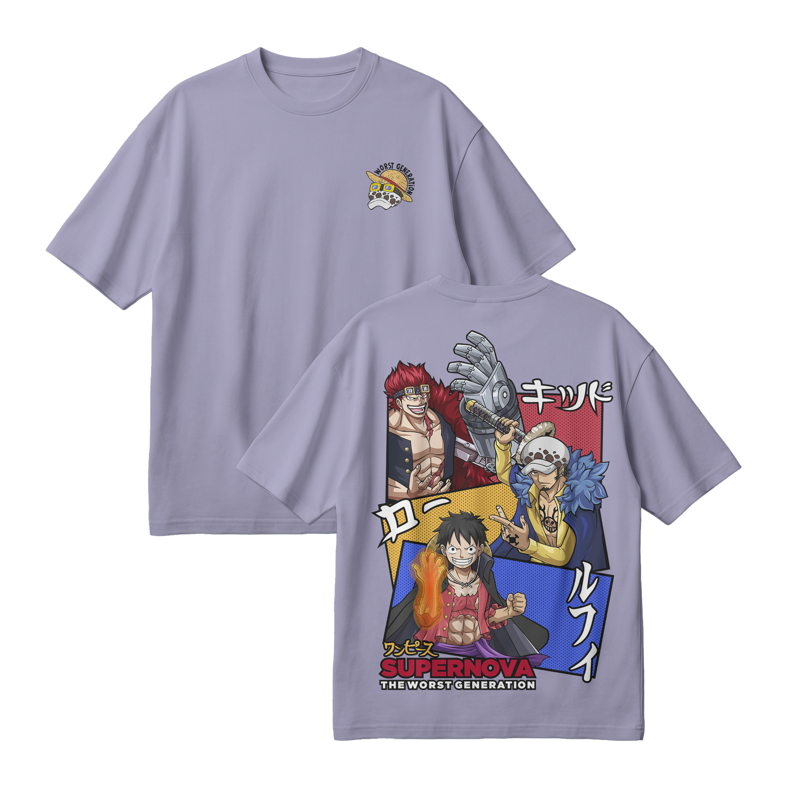 Anime One Piece Supernova The Worst Generation Oversized T-Shirt - RZM007