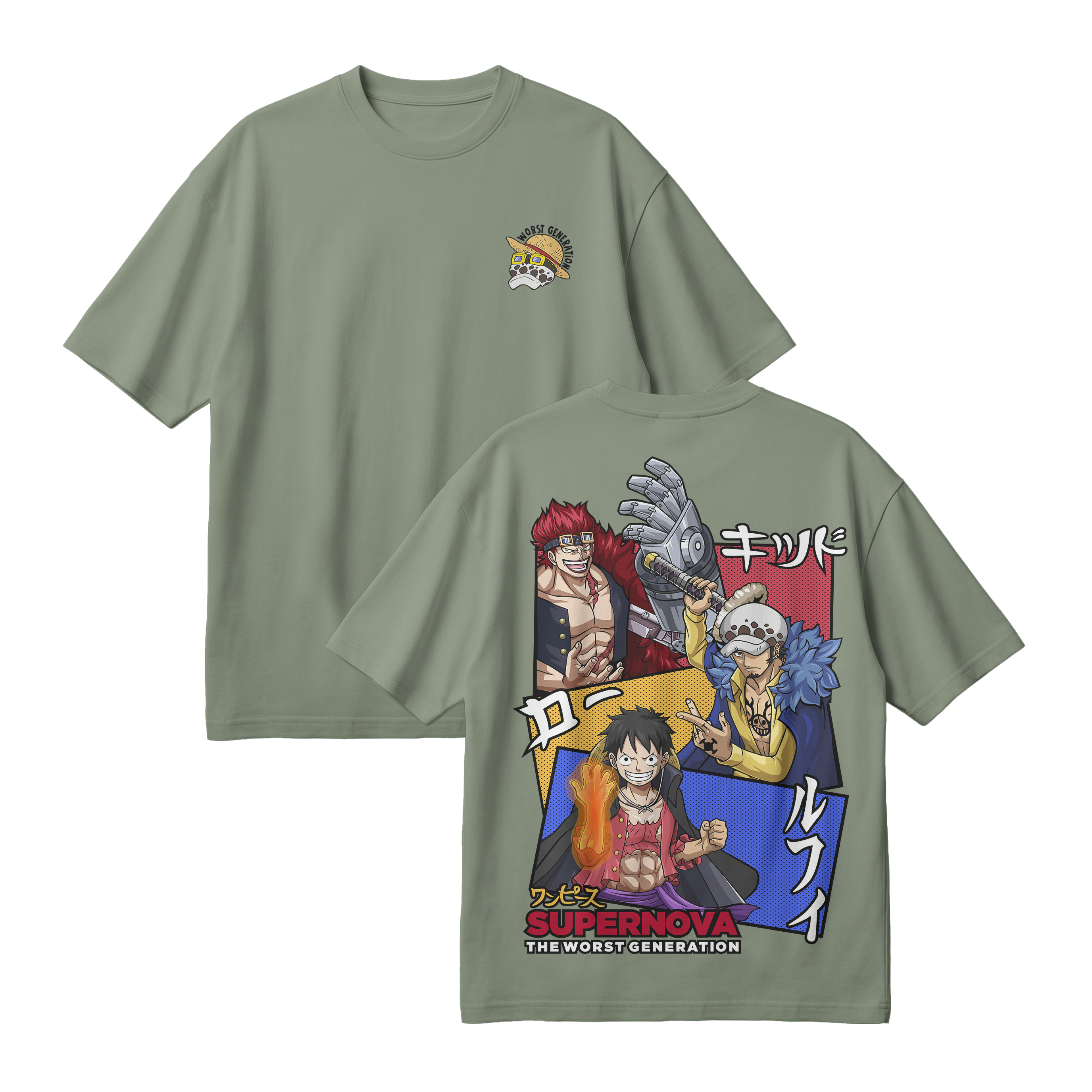 Anime One Piece Supernova The Worst Generation Oversized T-Shirt - RZM007
