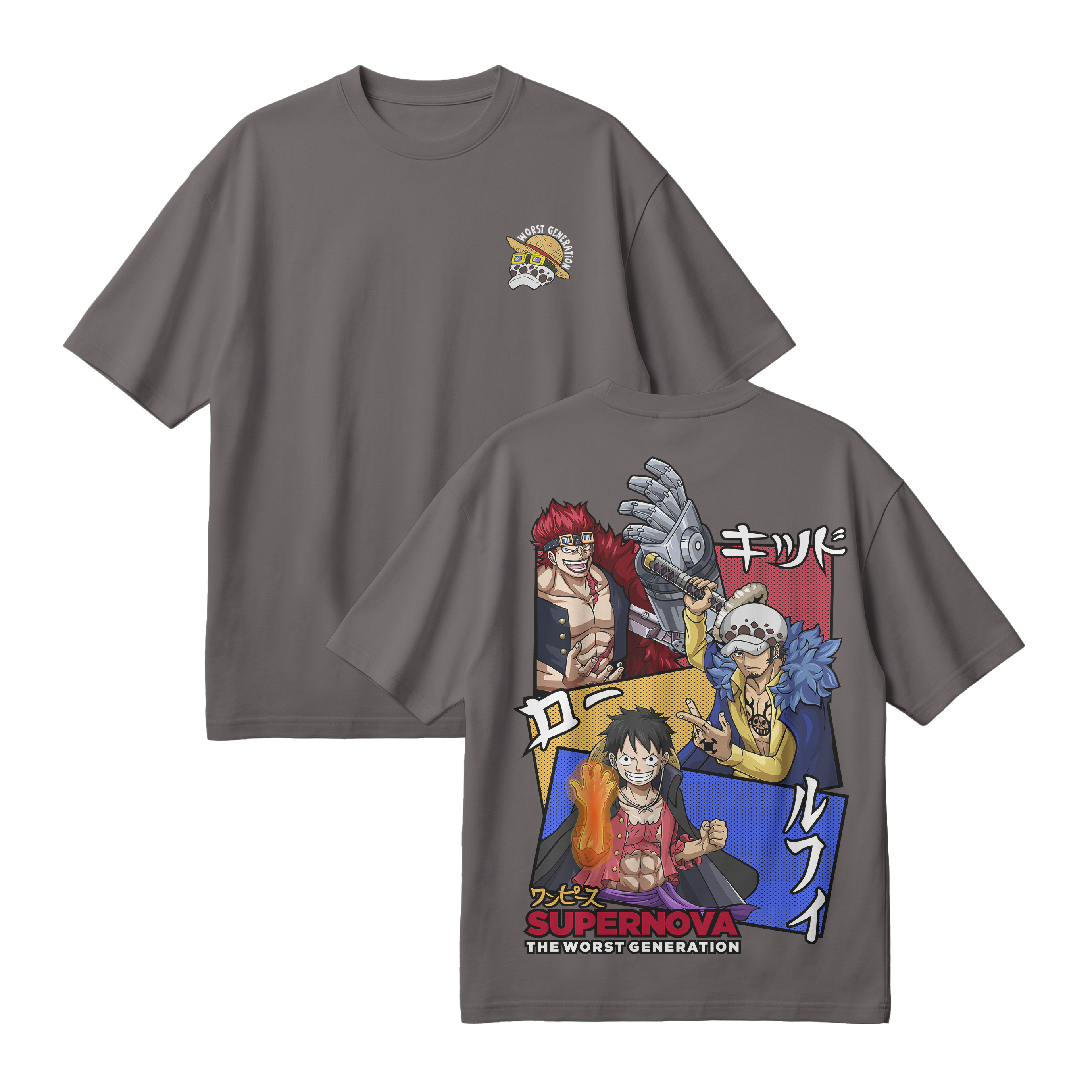 Anime One Piece Supernova The Worst Generation Oversized T-Shirt - RZM007