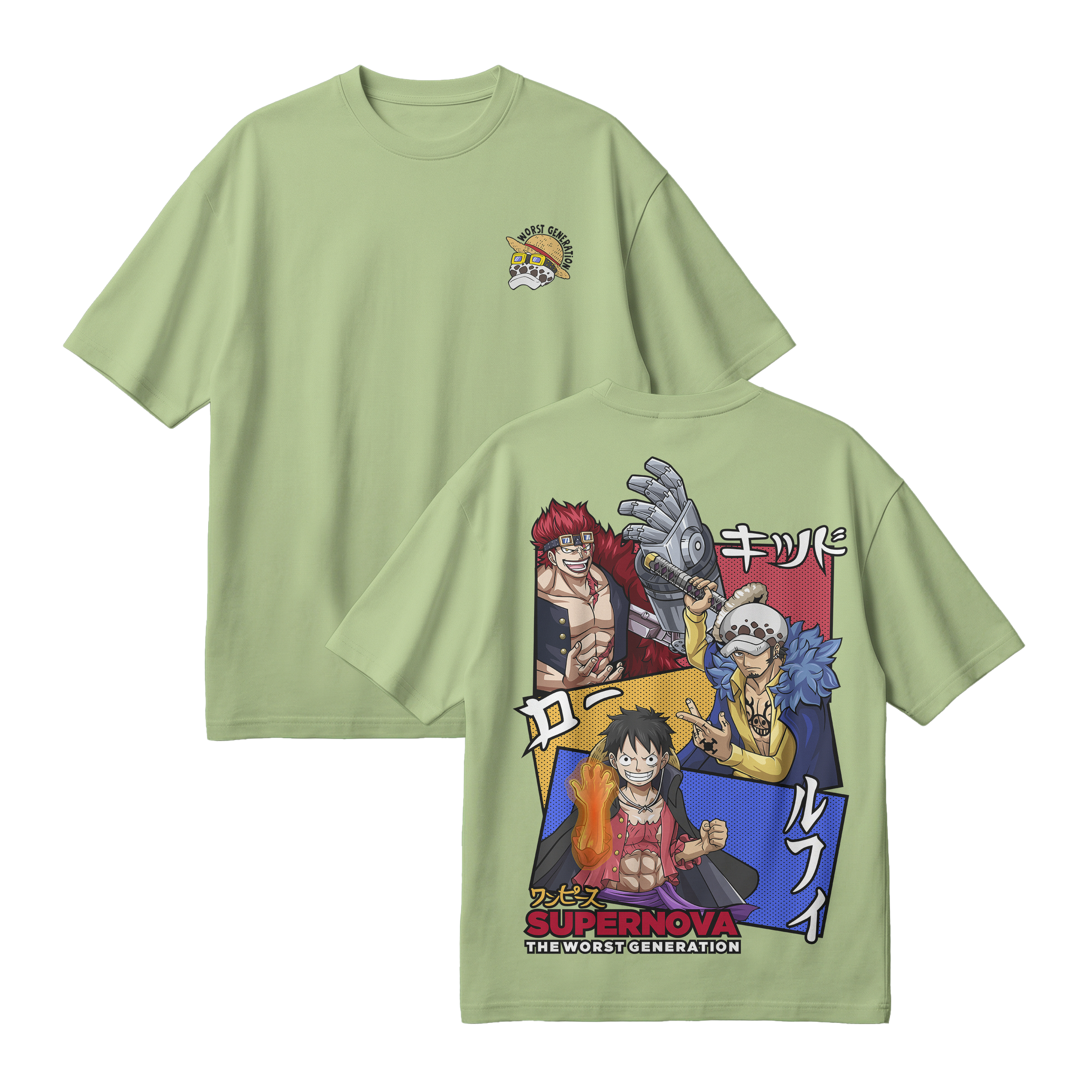 Anime One Piece Supernova The Worst Generation Oversized T-Shirt - RZM007