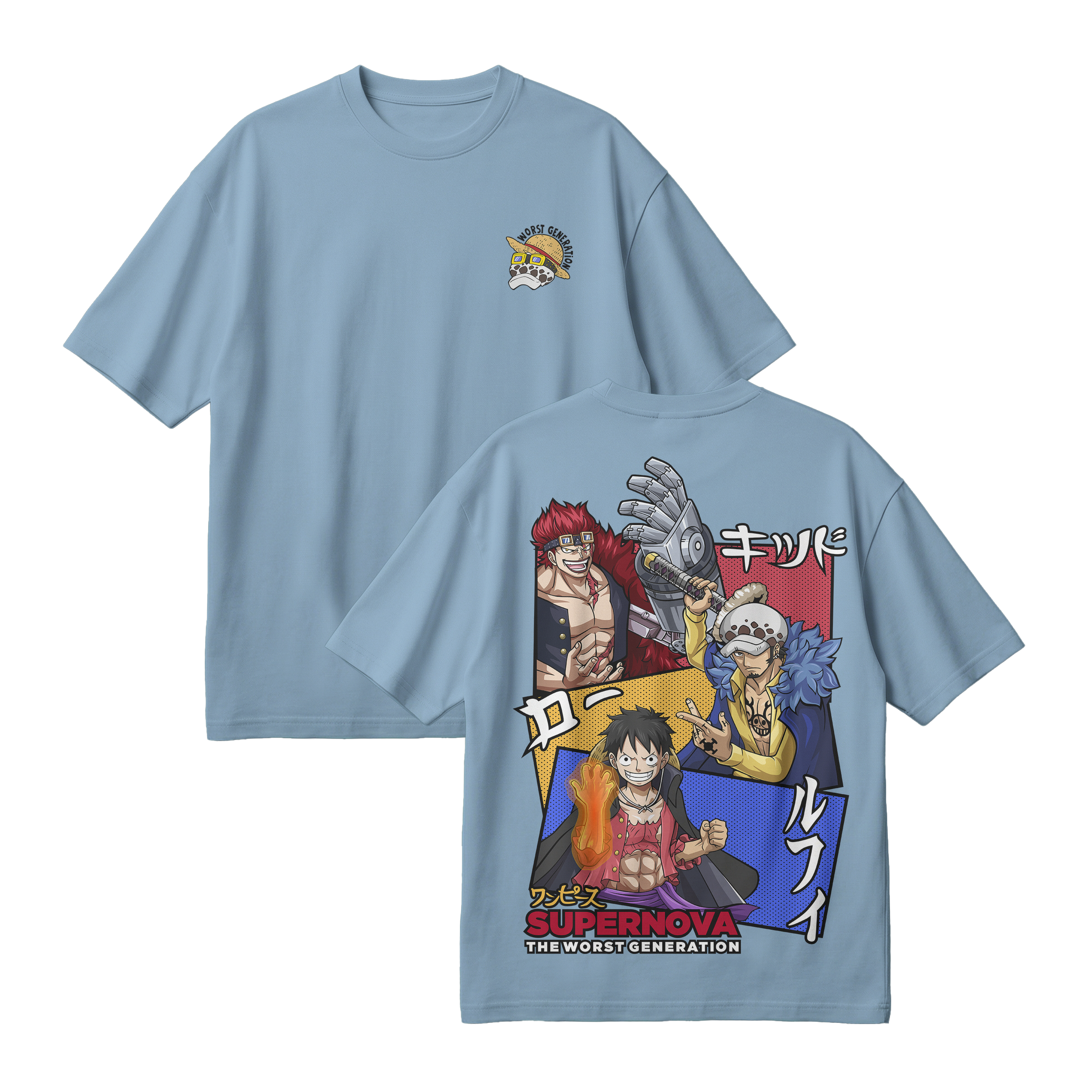Anime One Piece Supernova The Worst Generation Oversized T-Shirt - RZM007