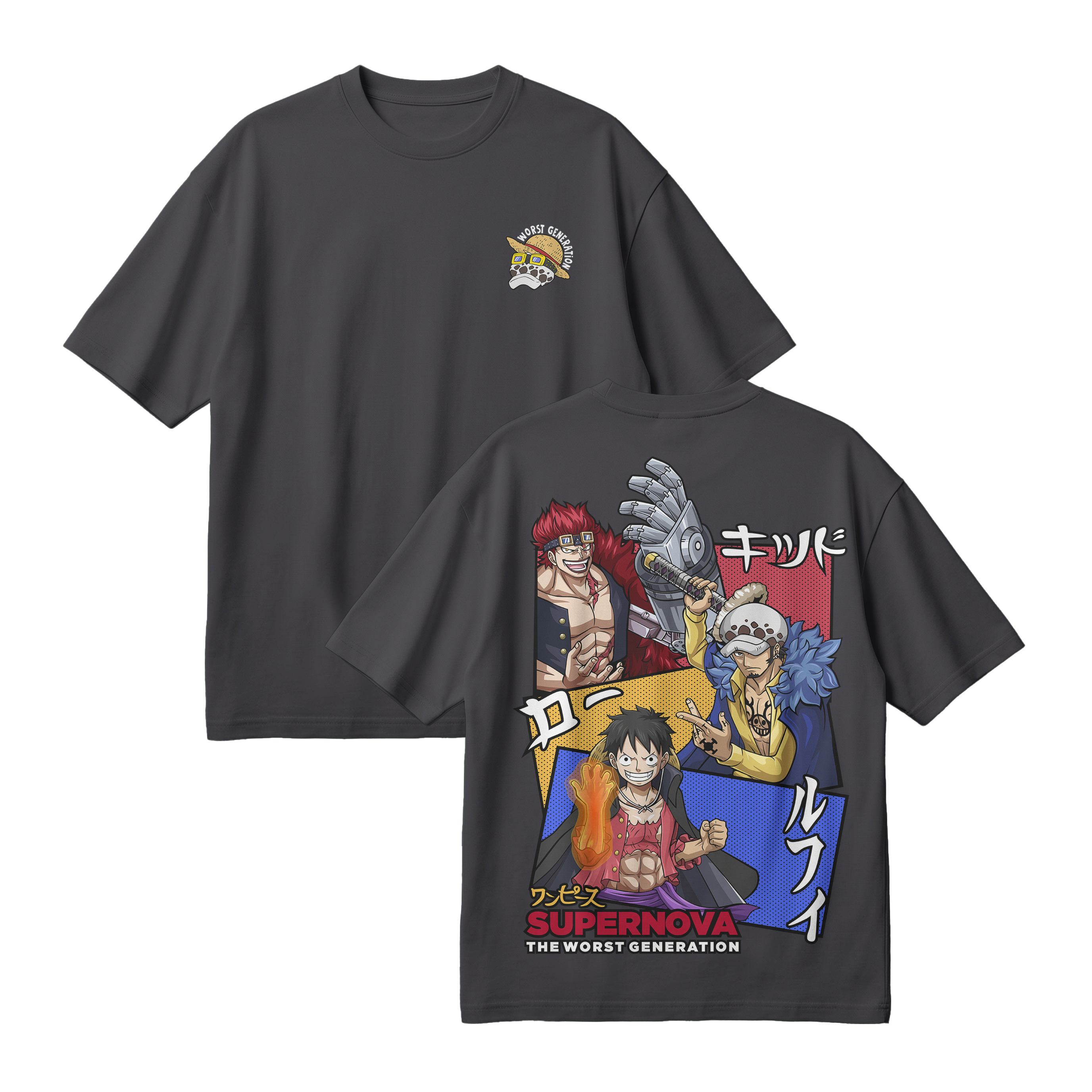 Anime One Piece Supernova The Worst Generation Oversized T-Shirt - RZM007