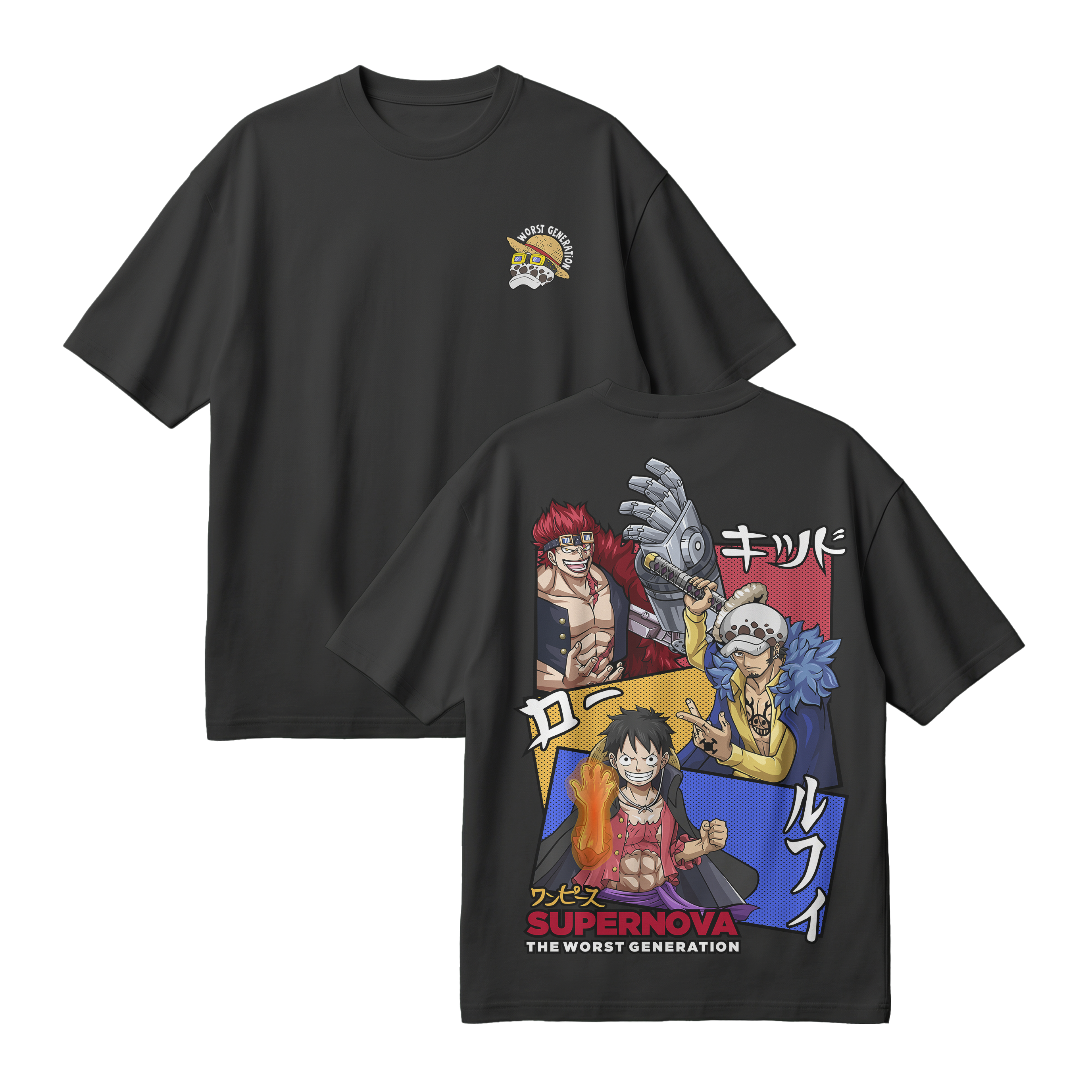 Anime One Piece Supernova The Worst Generation Oversized T-Shirt - RZM007
