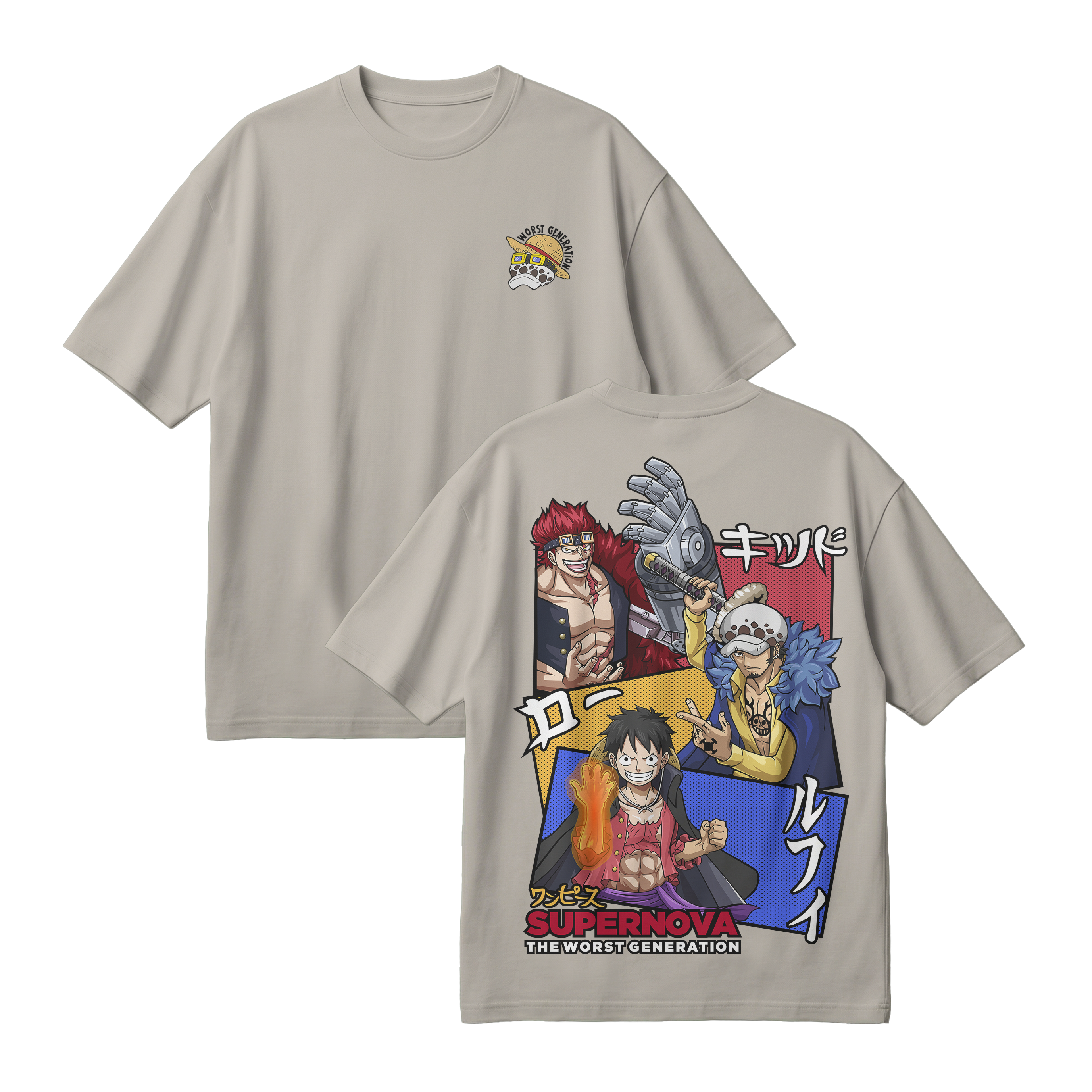 Anime One Piece Supernova The Worst Generation Oversized T-Shirt - RZM007