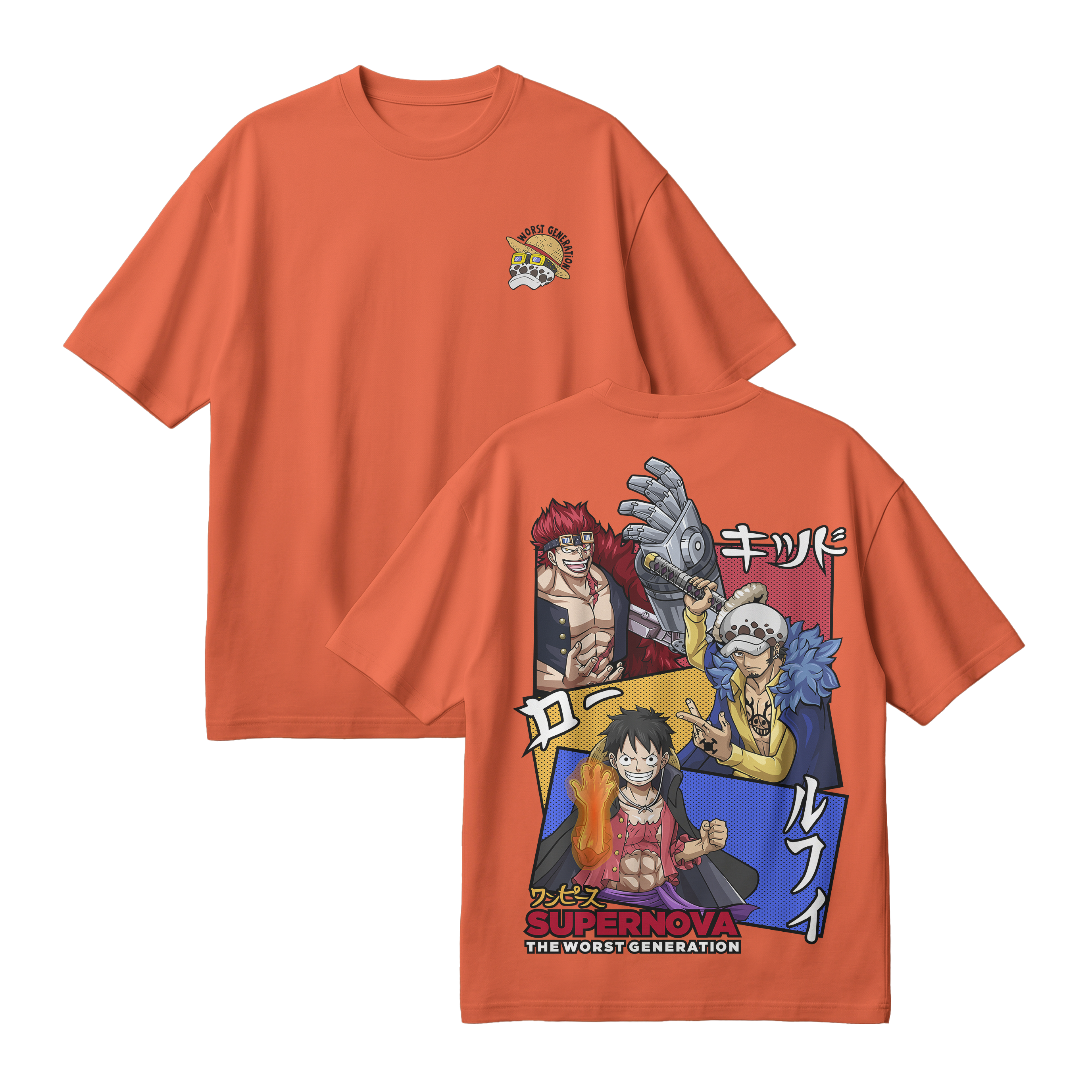 Anime One Piece Supernova The Worst Generation Oversized T-Shirt - RZM007
