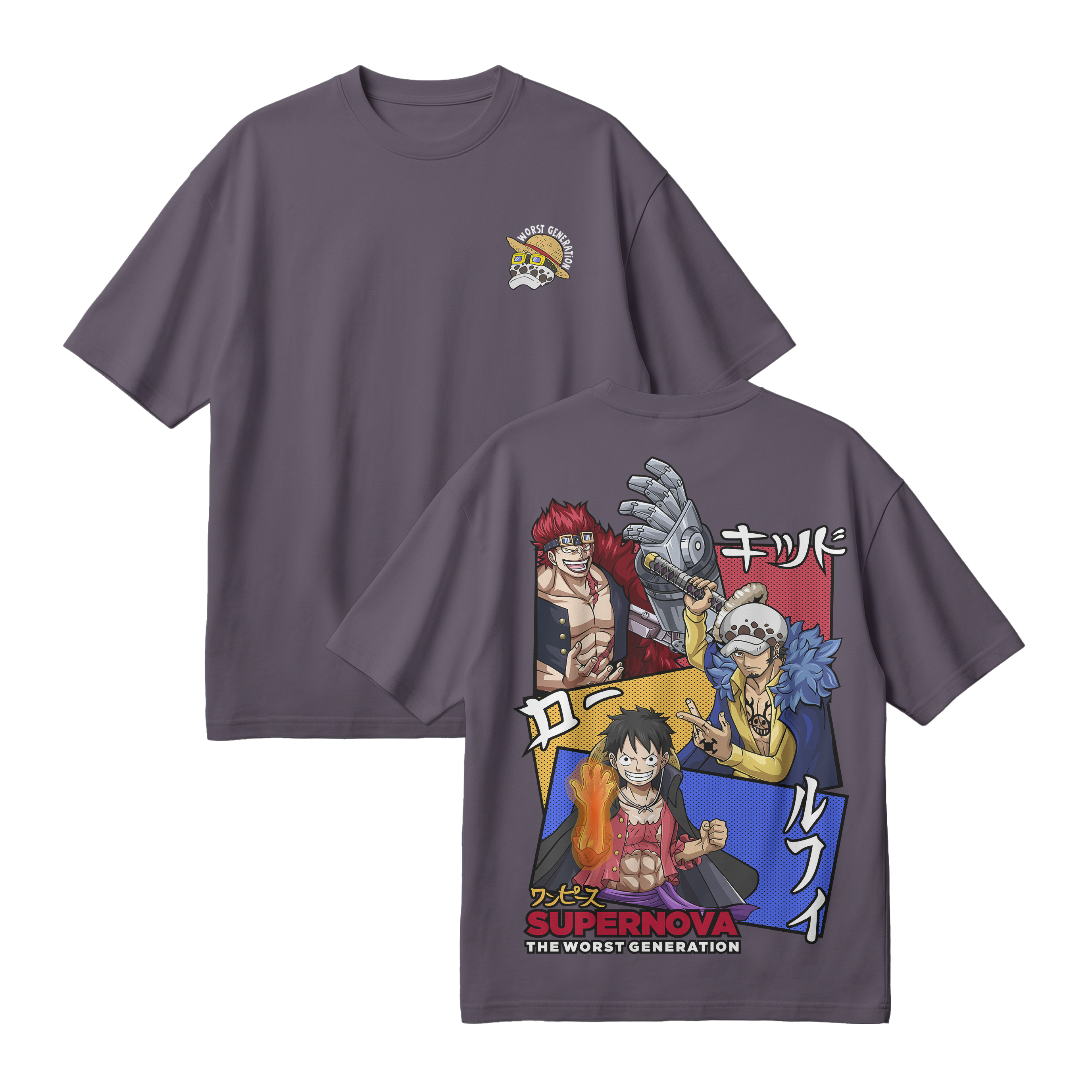Anime One Piece Supernova The Worst Generation Oversized T-Shirt - RZM007