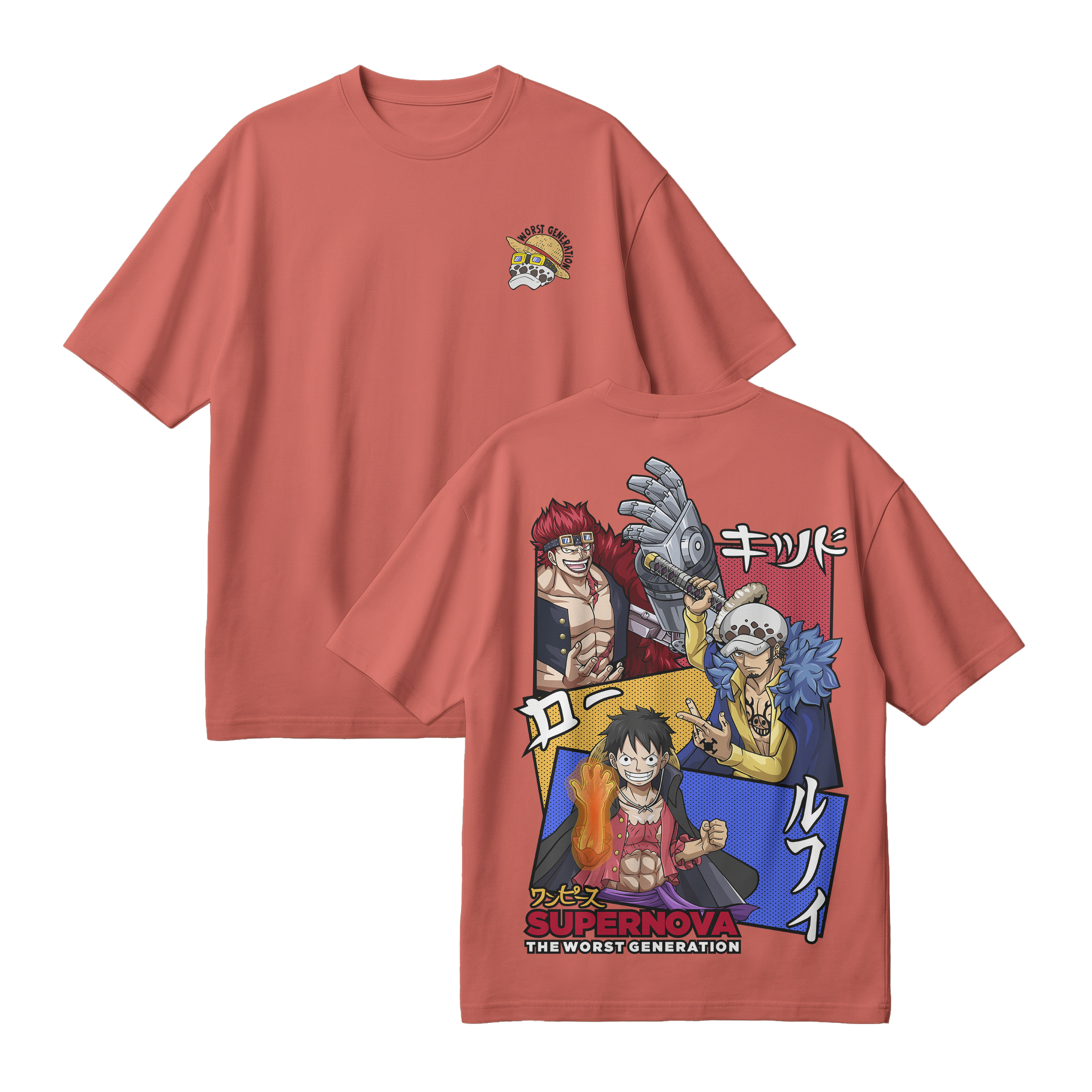 Anime One Piece Supernova The Worst Generation Oversized T-Shirt - RZM007