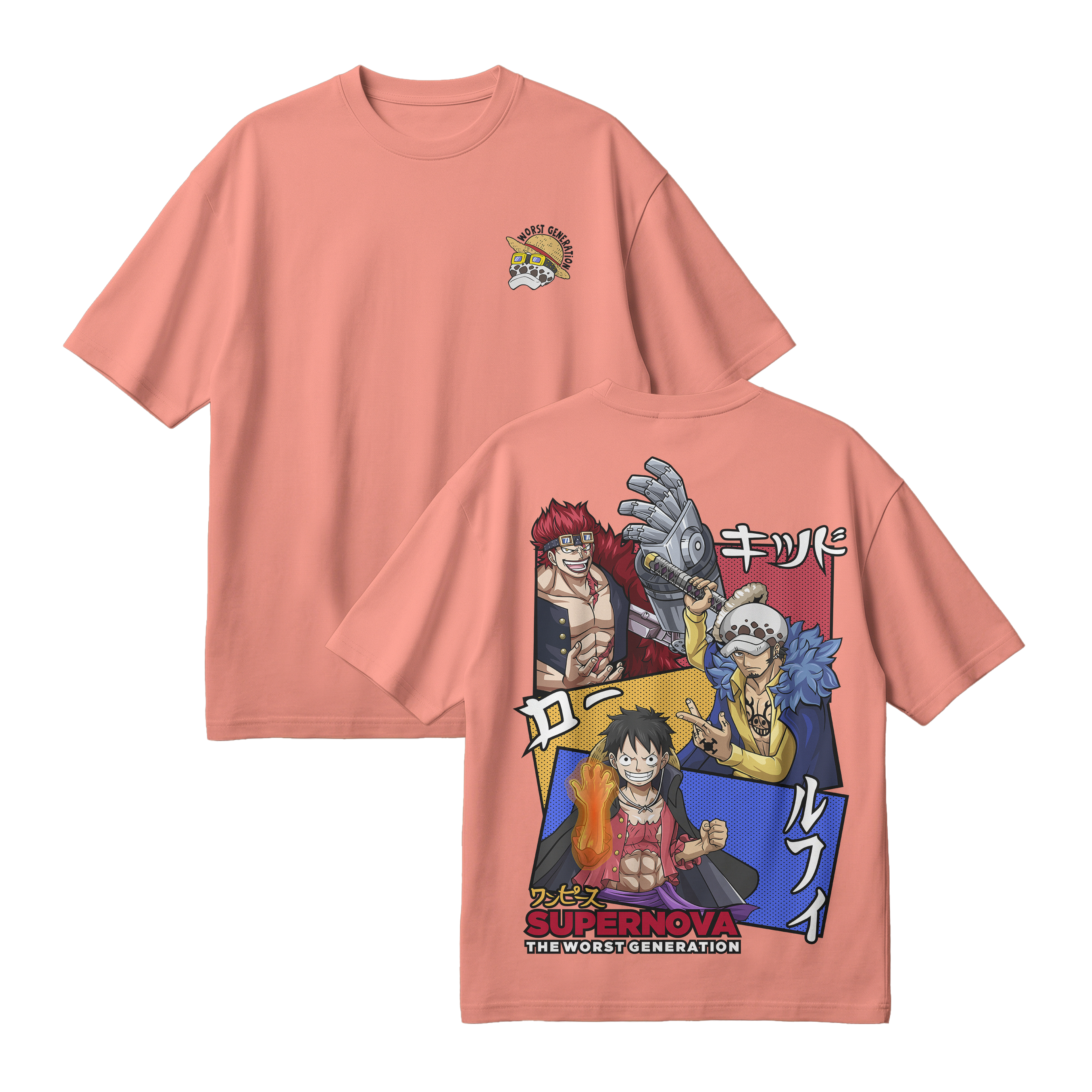 Anime One Piece Supernova The Worst Generation Oversized T-Shirt - RZM007