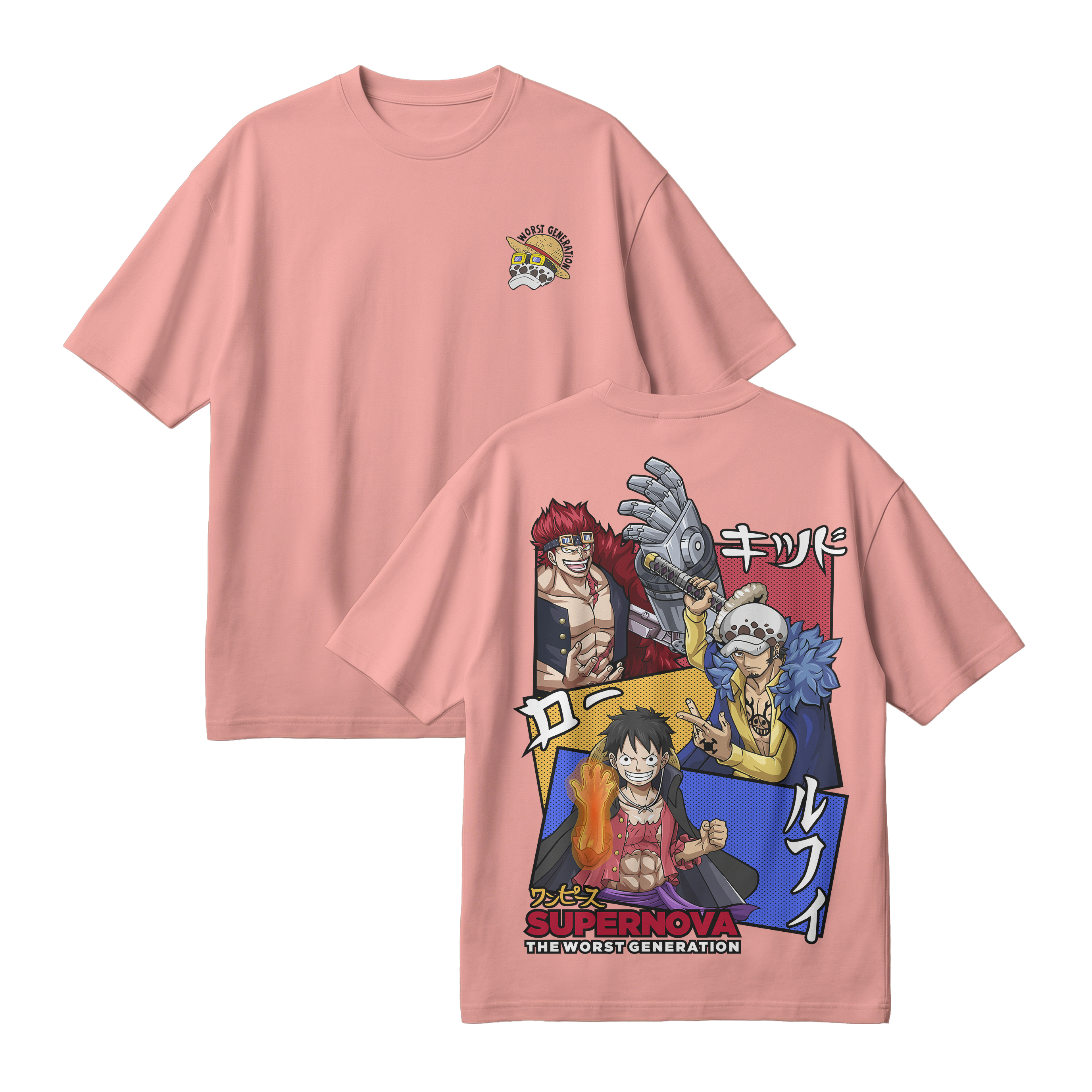 Anime One Piece Supernova The Worst Generation Oversized T-Shirt - RZM007