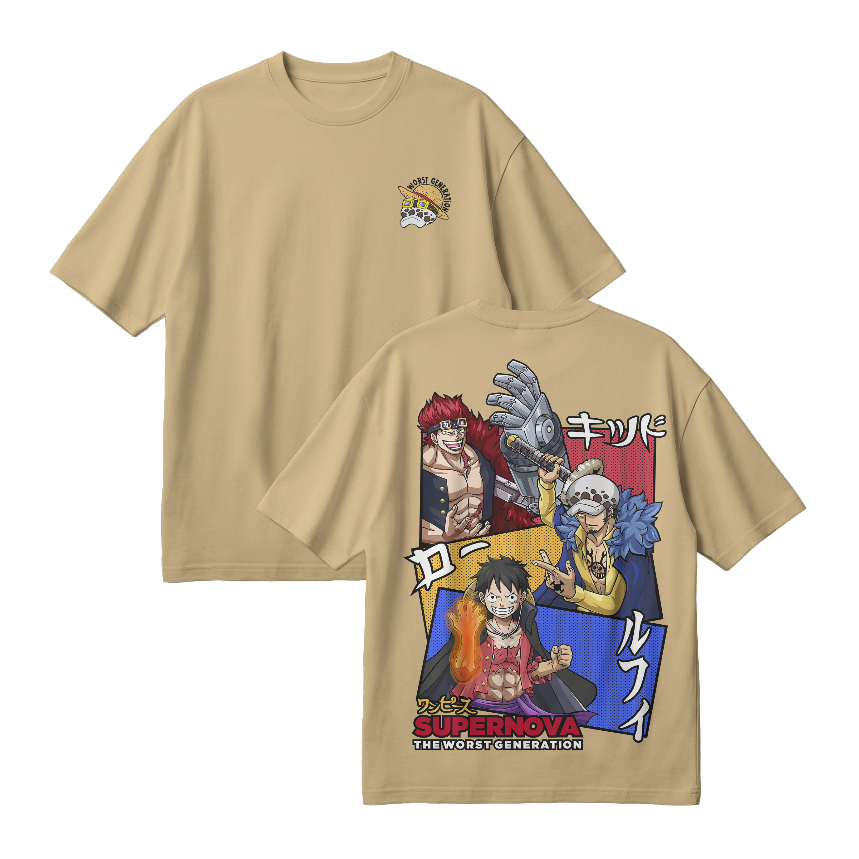 Anime One Piece Supernova The Worst Generation Oversized T-Shirt - RZM007