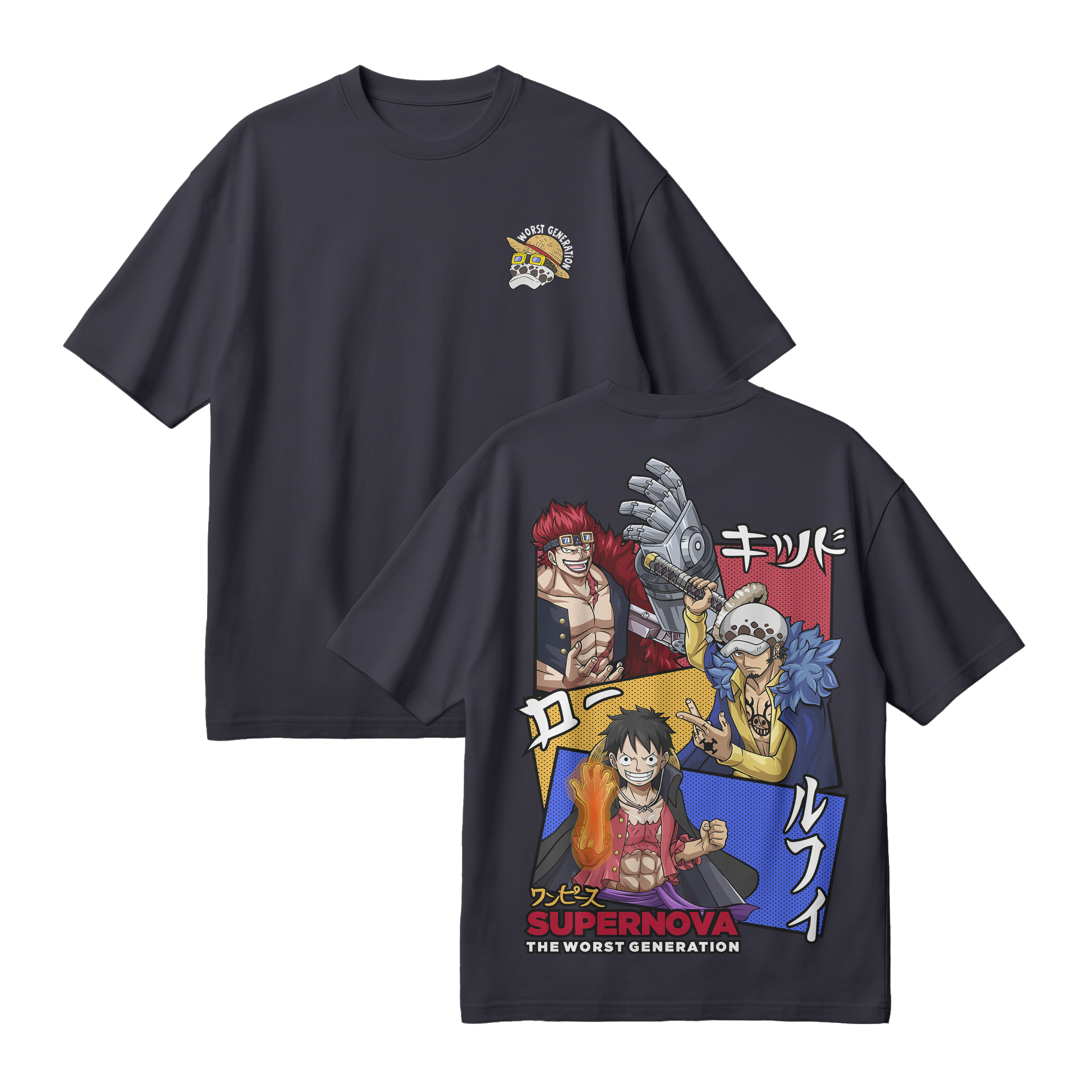 Anime One Piece Supernova The Worst Generation Oversized T-Shirt - RZM007