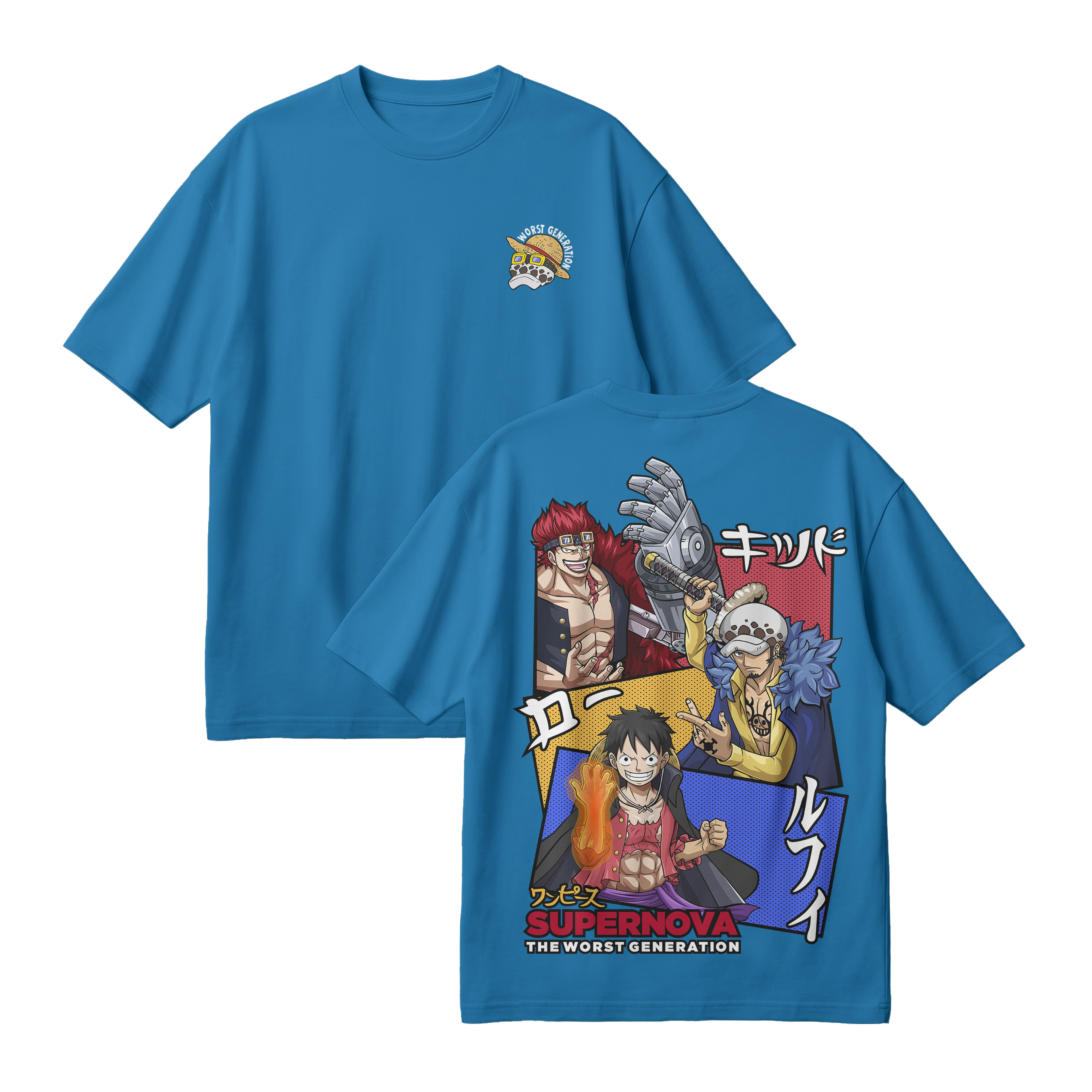 Anime One Piece Supernova The Worst Generation Oversized T-Shirt - RZM007