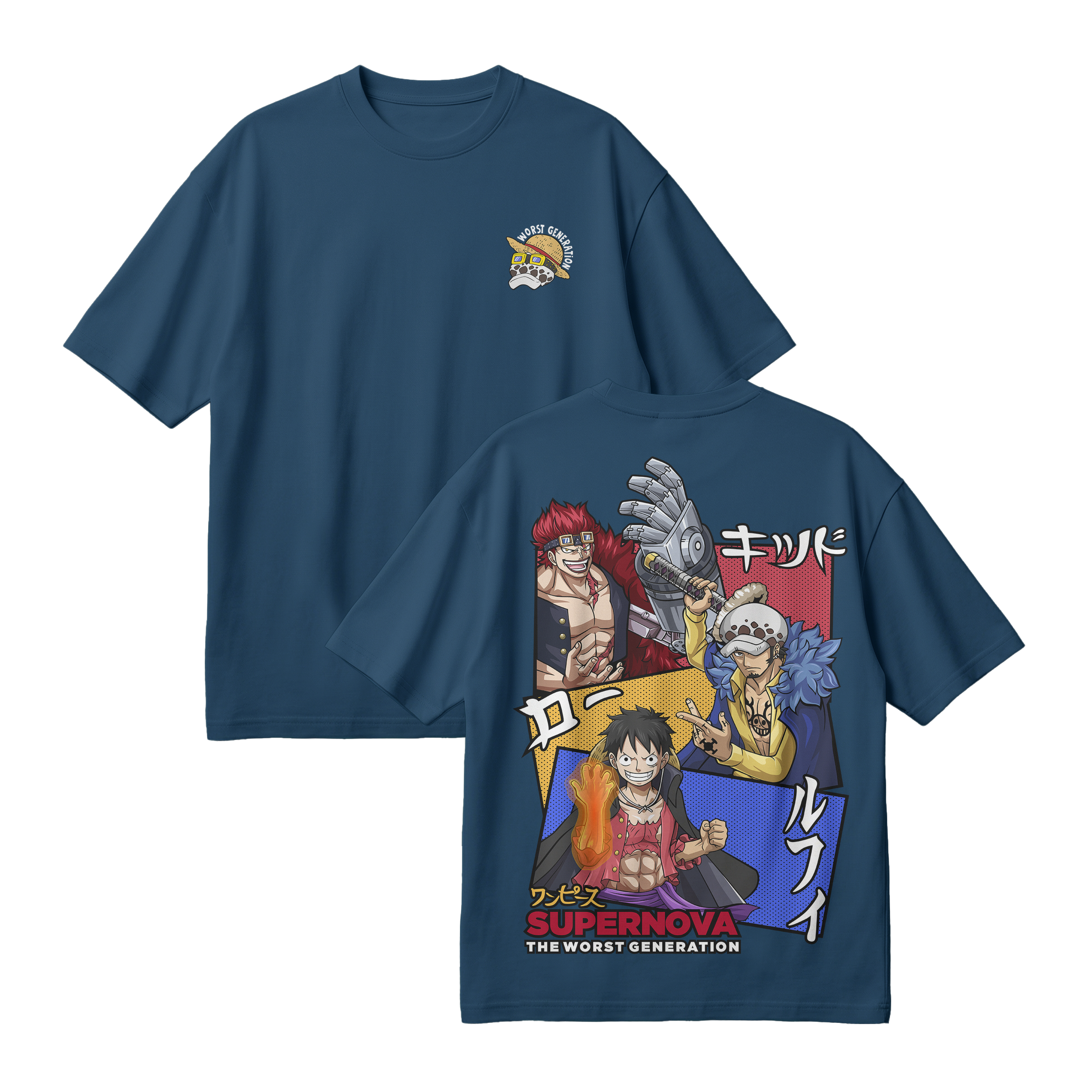 Anime One Piece Supernova The Worst Generation Oversized T-Shirt - RZM007