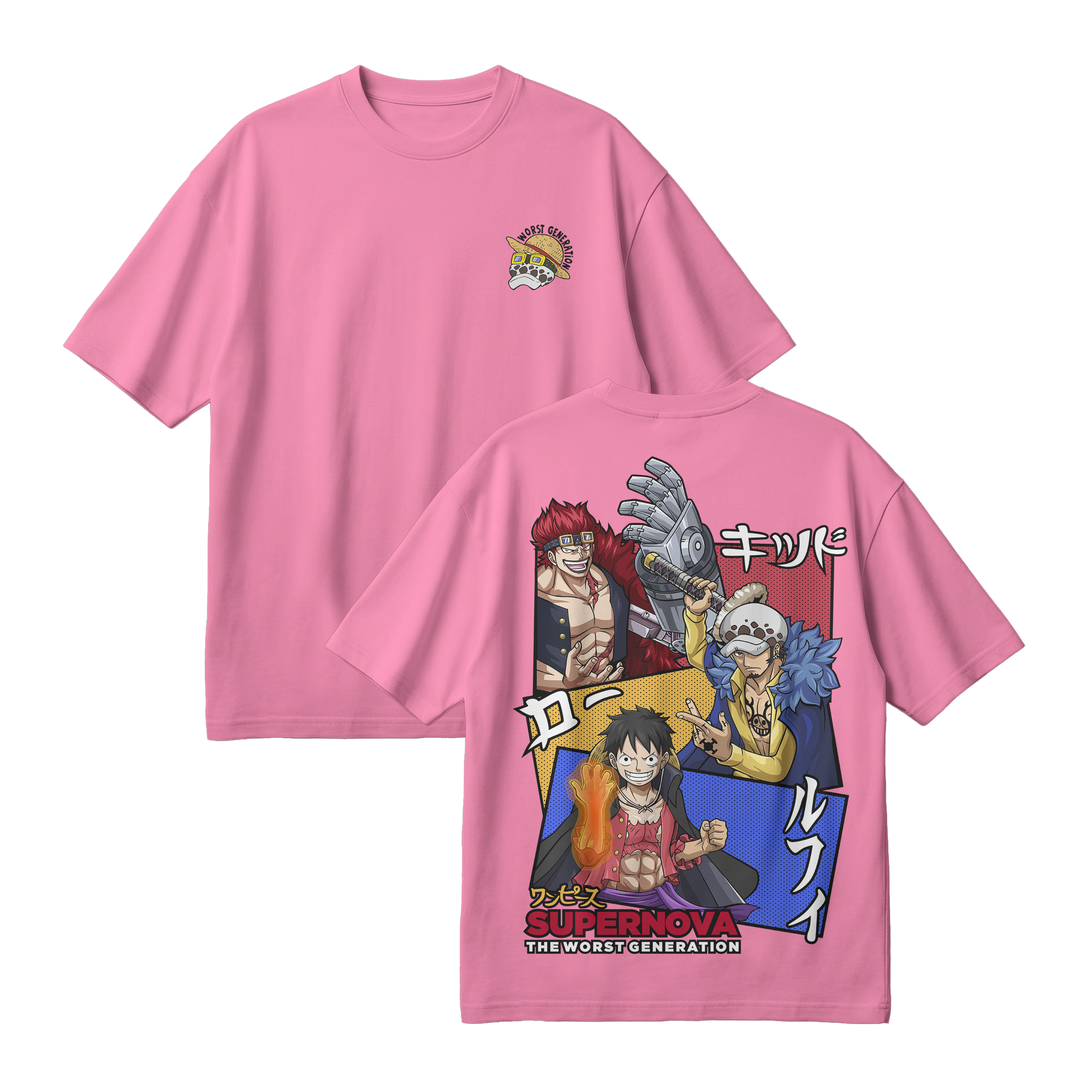 Anime One Piece Supernova The Worst Generation Oversized T-Shirt - RZM007