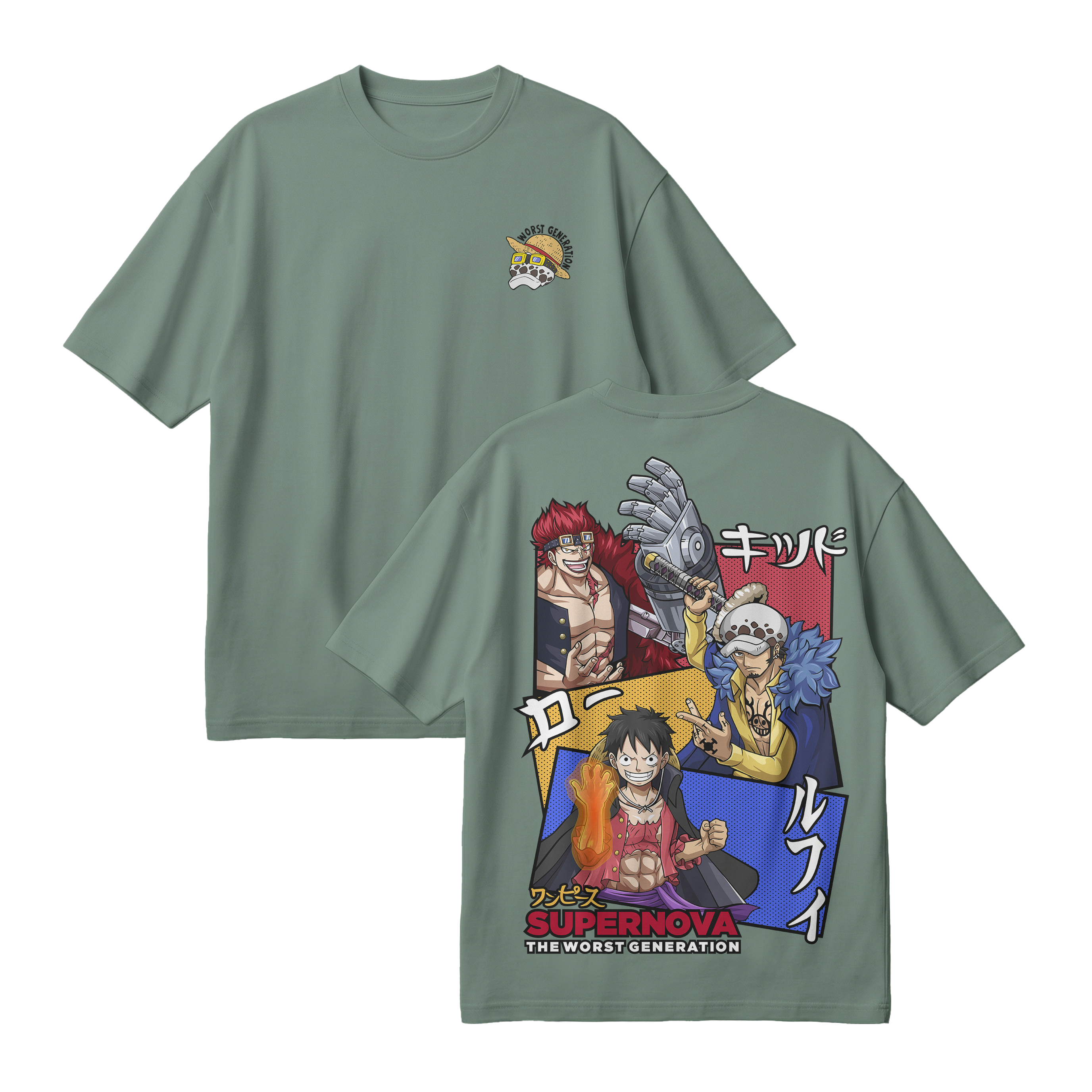 Anime One Piece Supernova The Worst Generation Oversized T-Shirt - RZM007