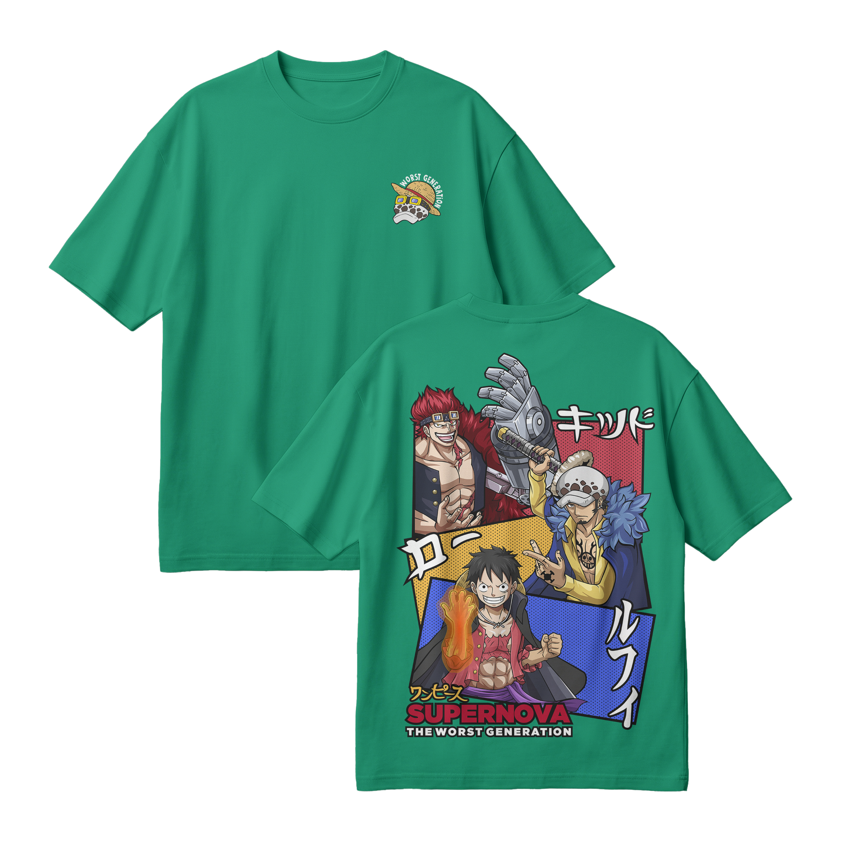 Anime One Piece Supernova The Worst Generation Oversized T-Shirt - RZM007