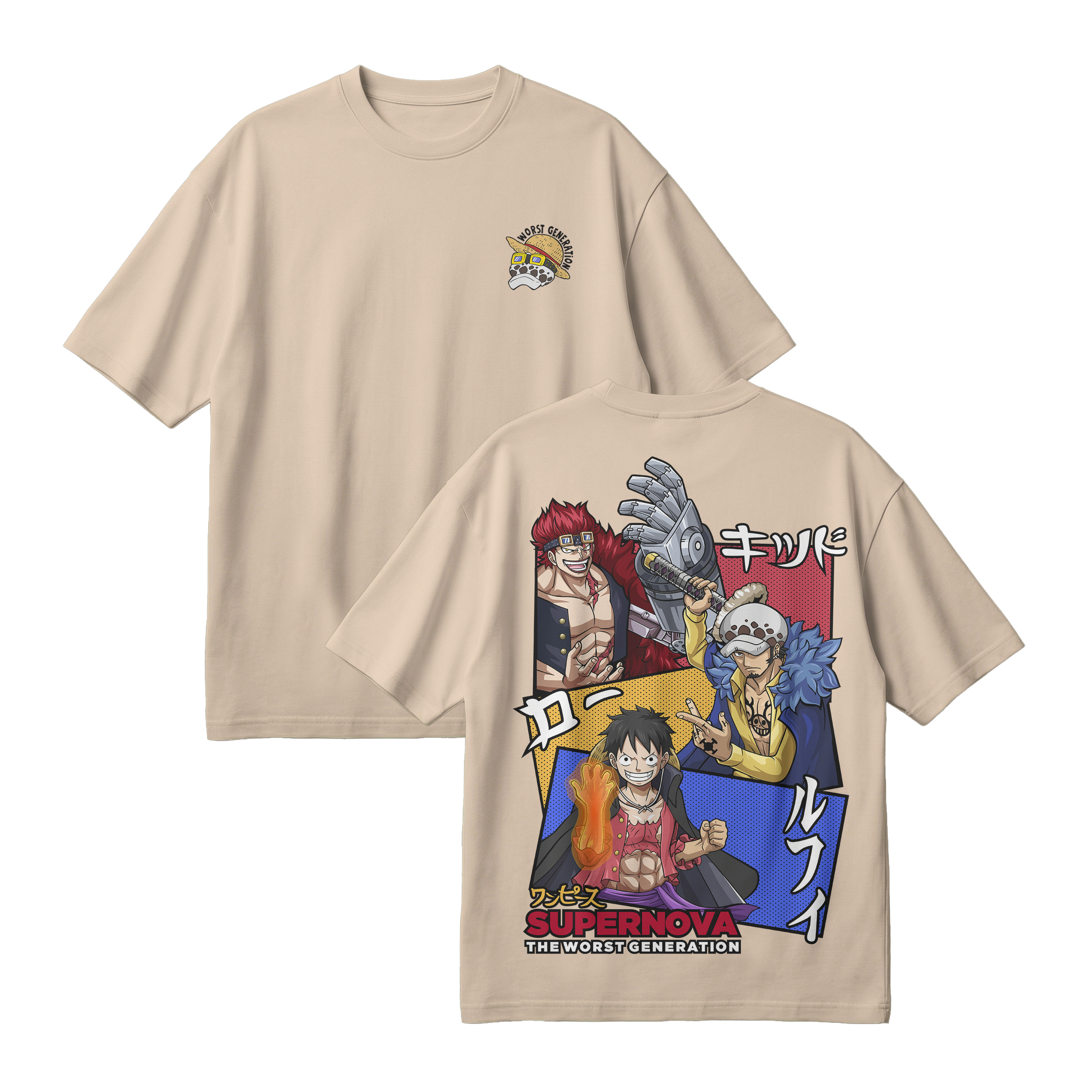 Anime One Piece Supernova The Worst Generation Oversized T-Shirt - RZM007