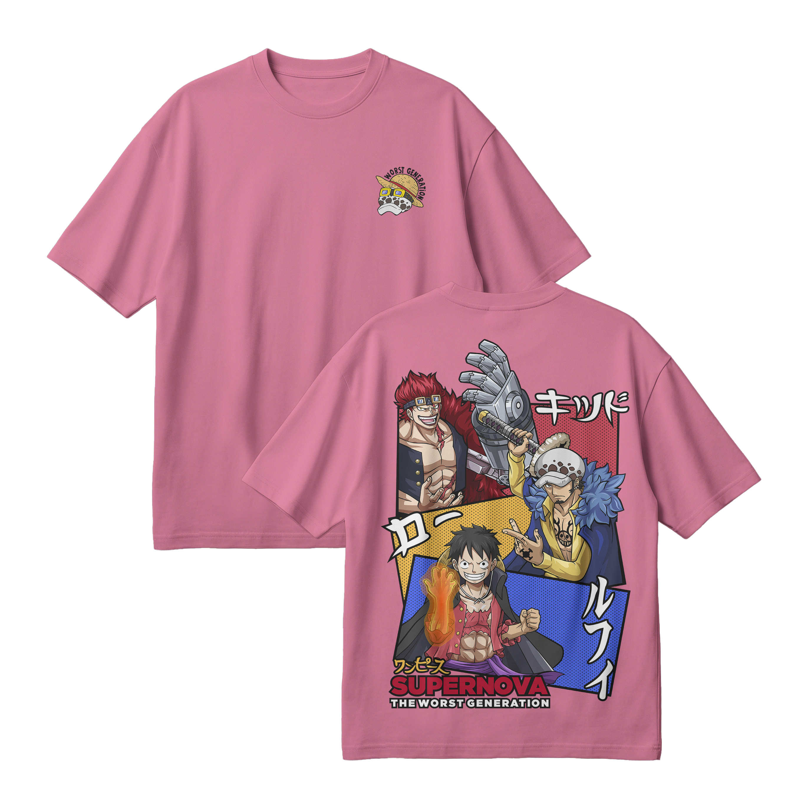 Anime One Piece Supernova The Worst Generation Oversized T-Shirt - RZM007