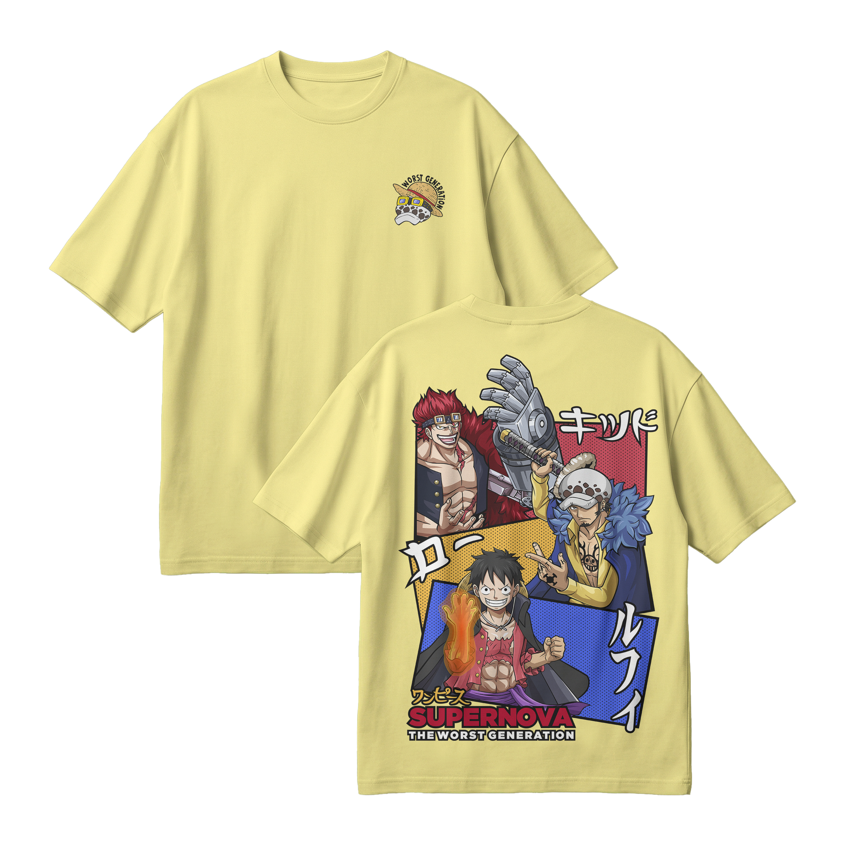 Anime One Piece Supernova The Worst Generation Oversized T-Shirt - RZM007