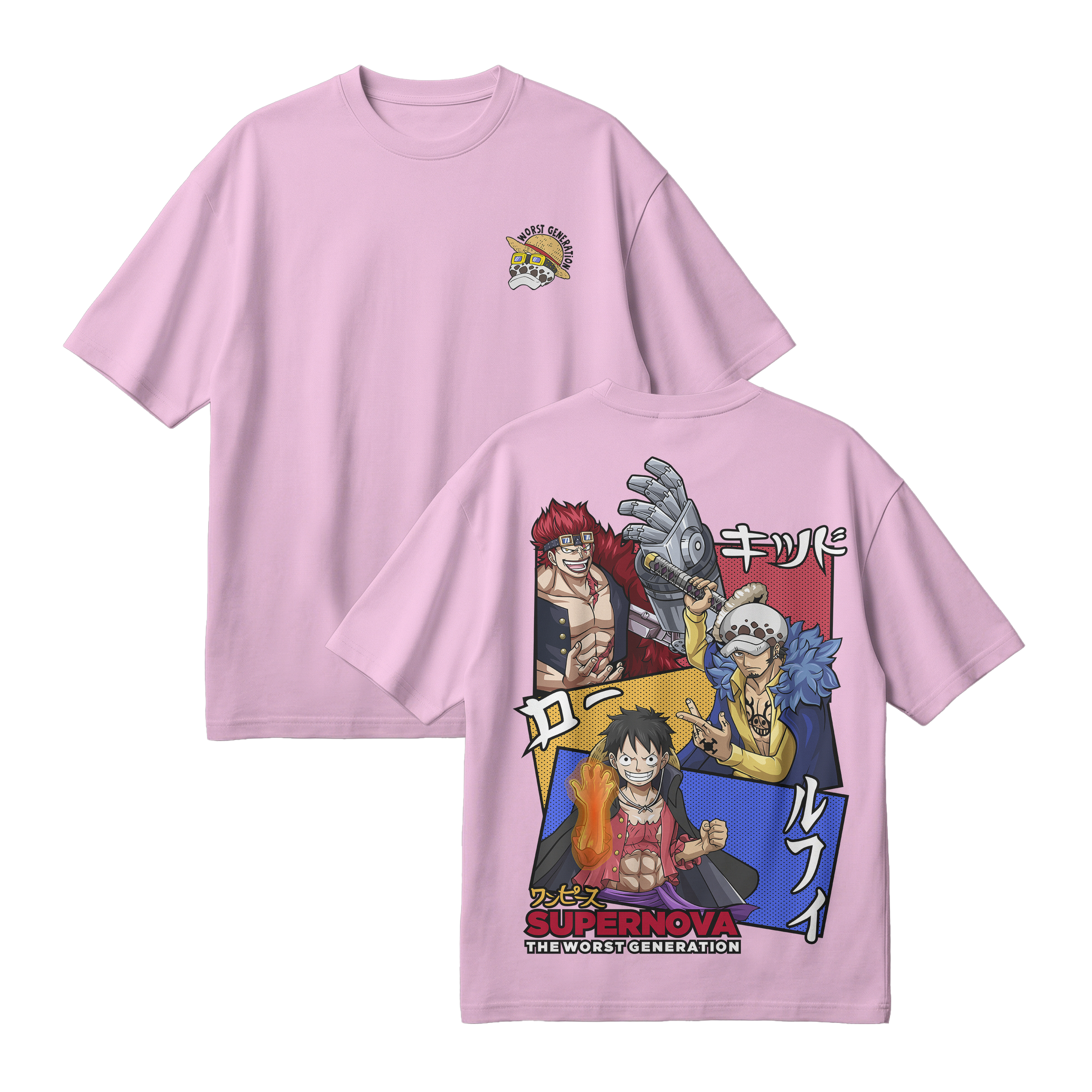 Anime One Piece Supernova The Worst Generation Oversized T-Shirt - RZM007