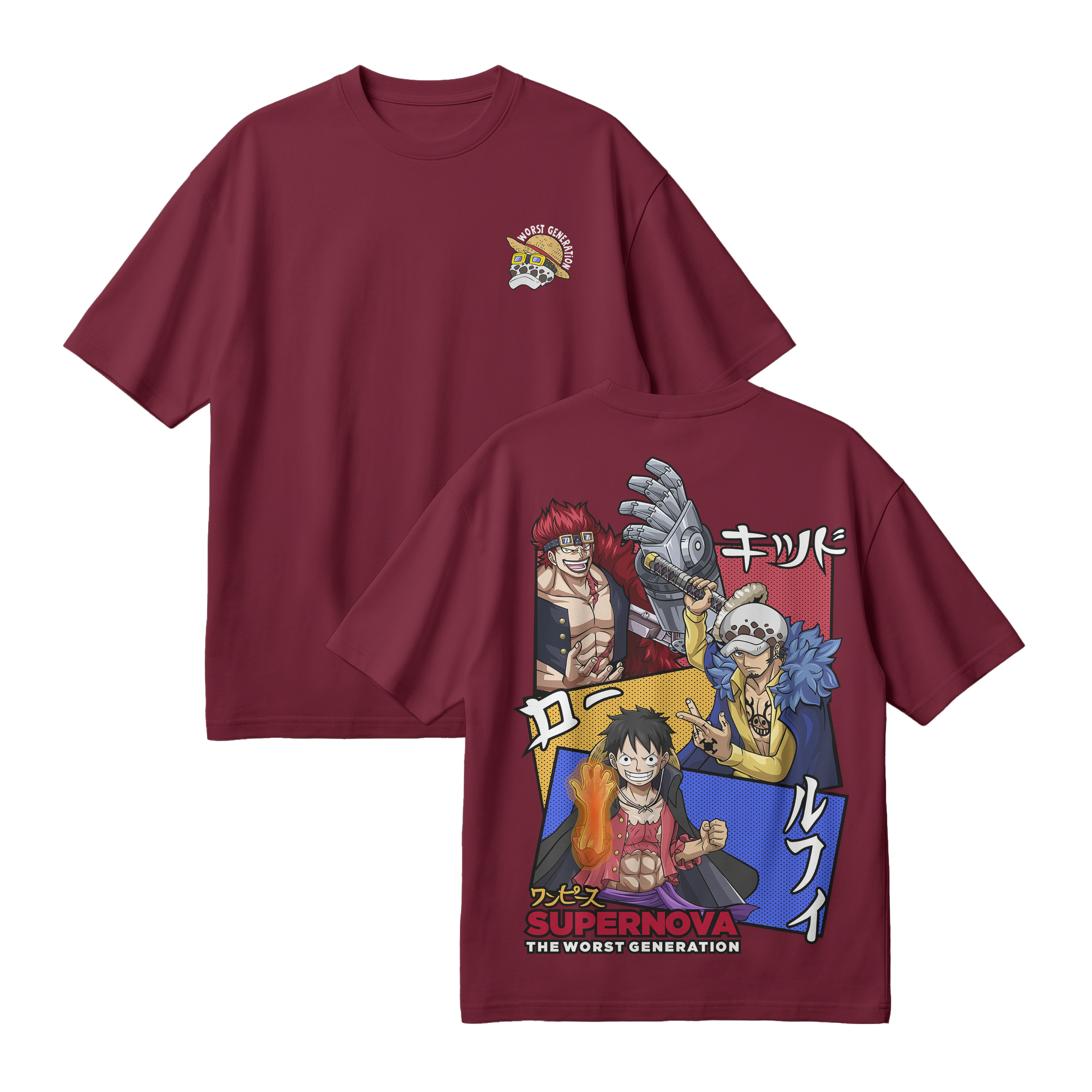 Anime One Piece Supernova The Worst Generation Oversized T-Shirt - RZM007