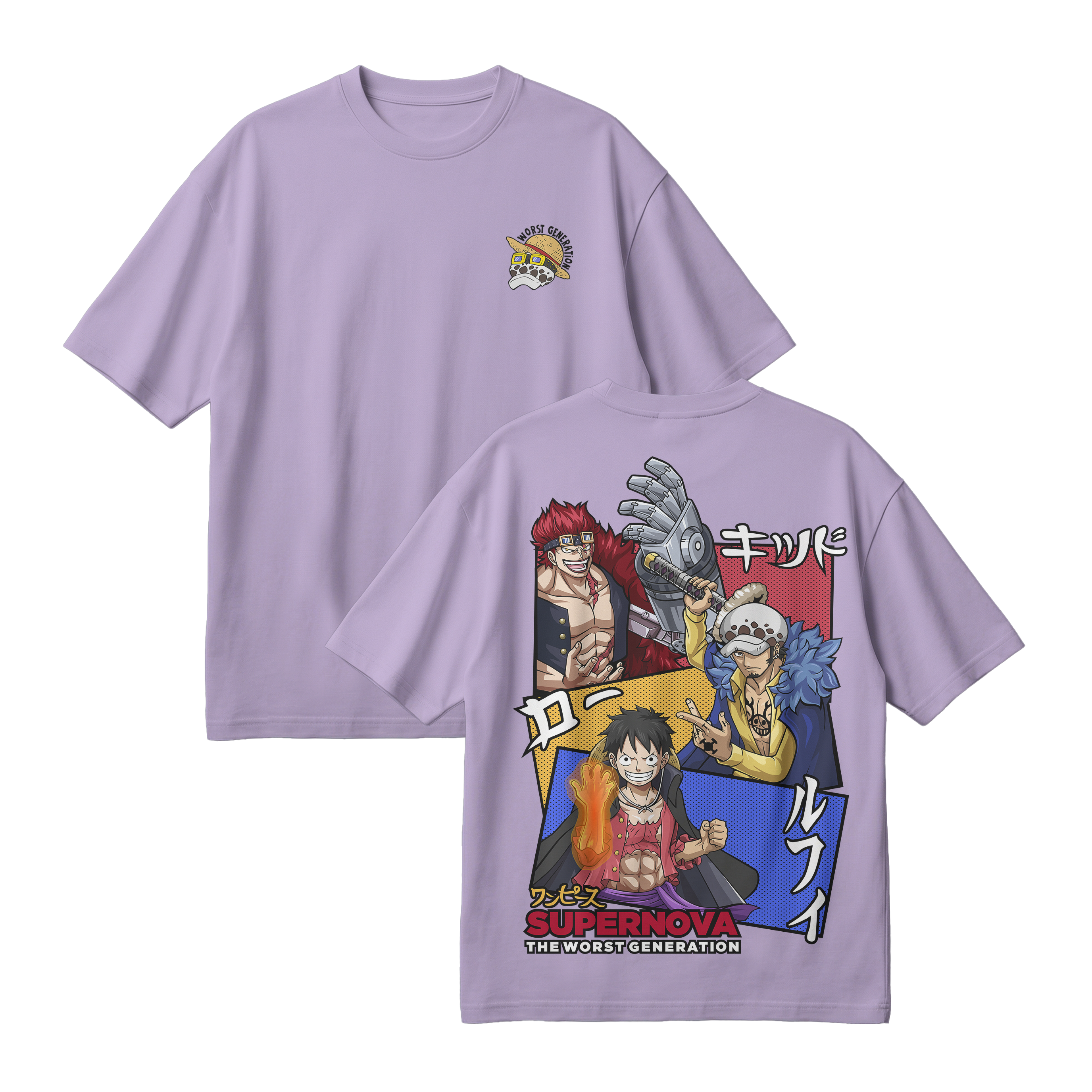Anime One Piece Supernova The Worst Generation Oversized T-Shirt - RZM007