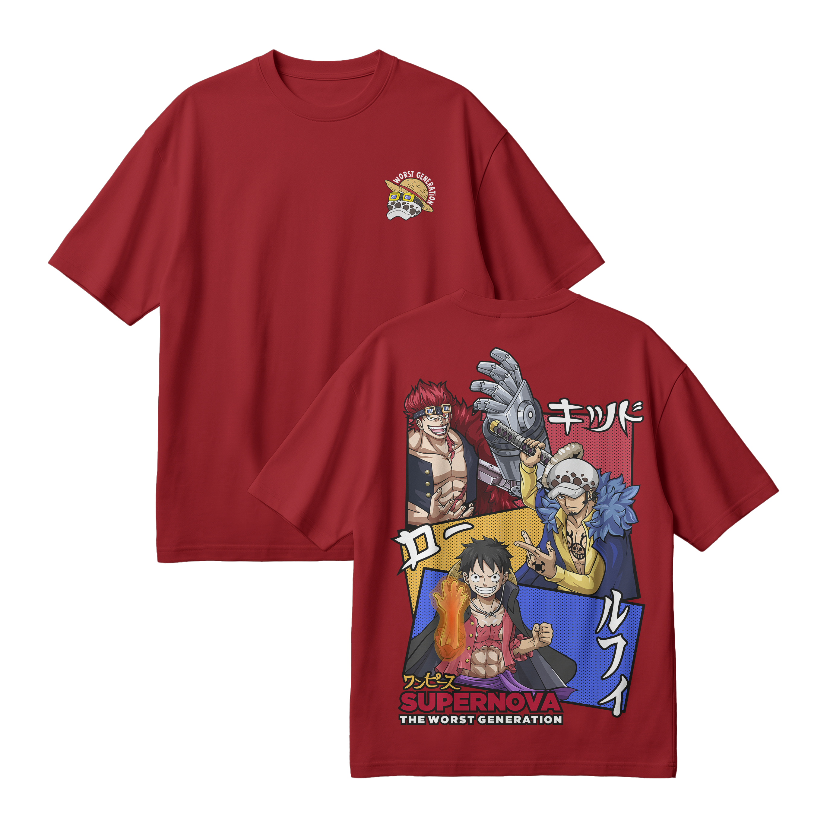 Anime One Piece Supernova The Worst Generation Oversized T-Shirt - RZM007
