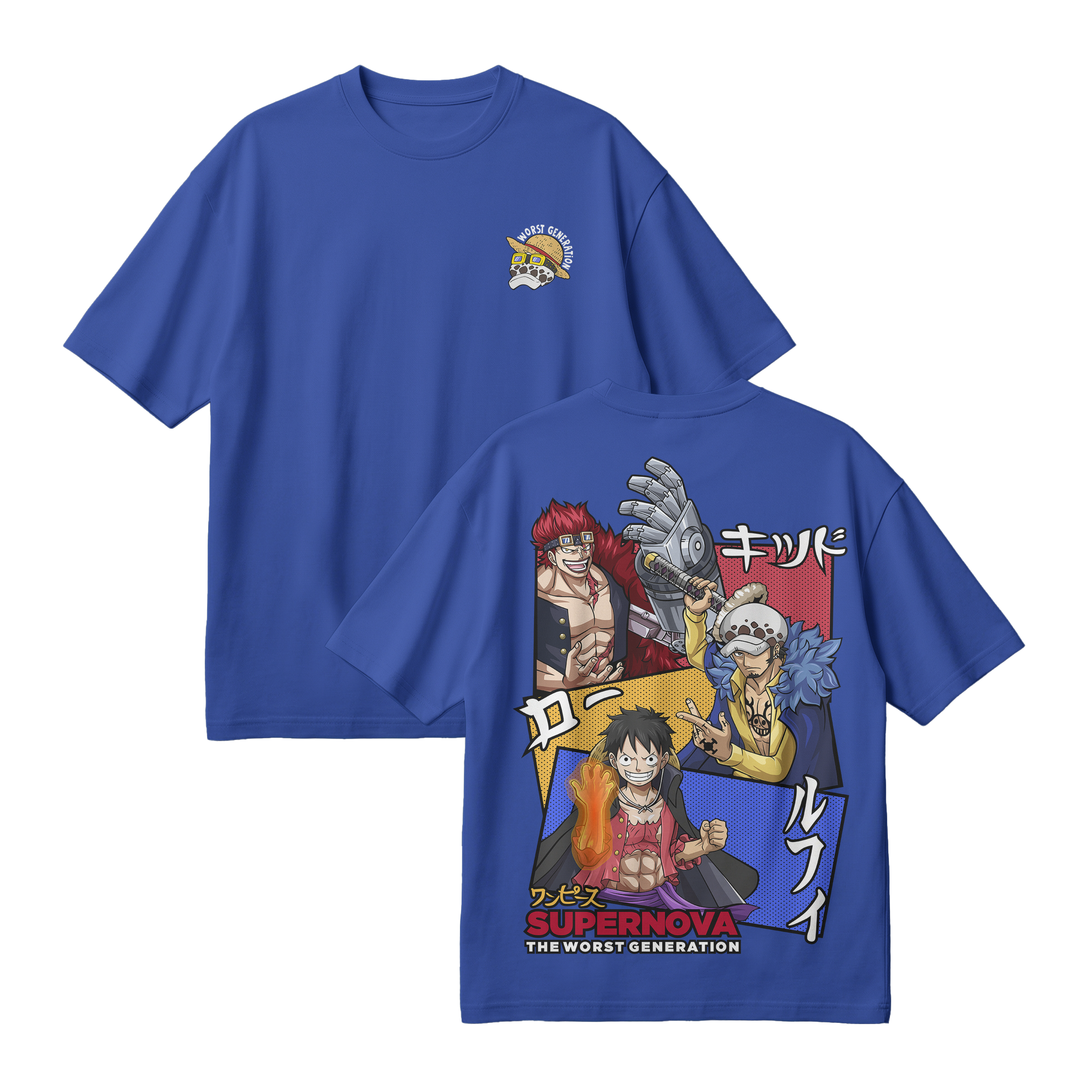 Anime One Piece Supernova The Worst Generation Oversized T-Shirt - RZM007