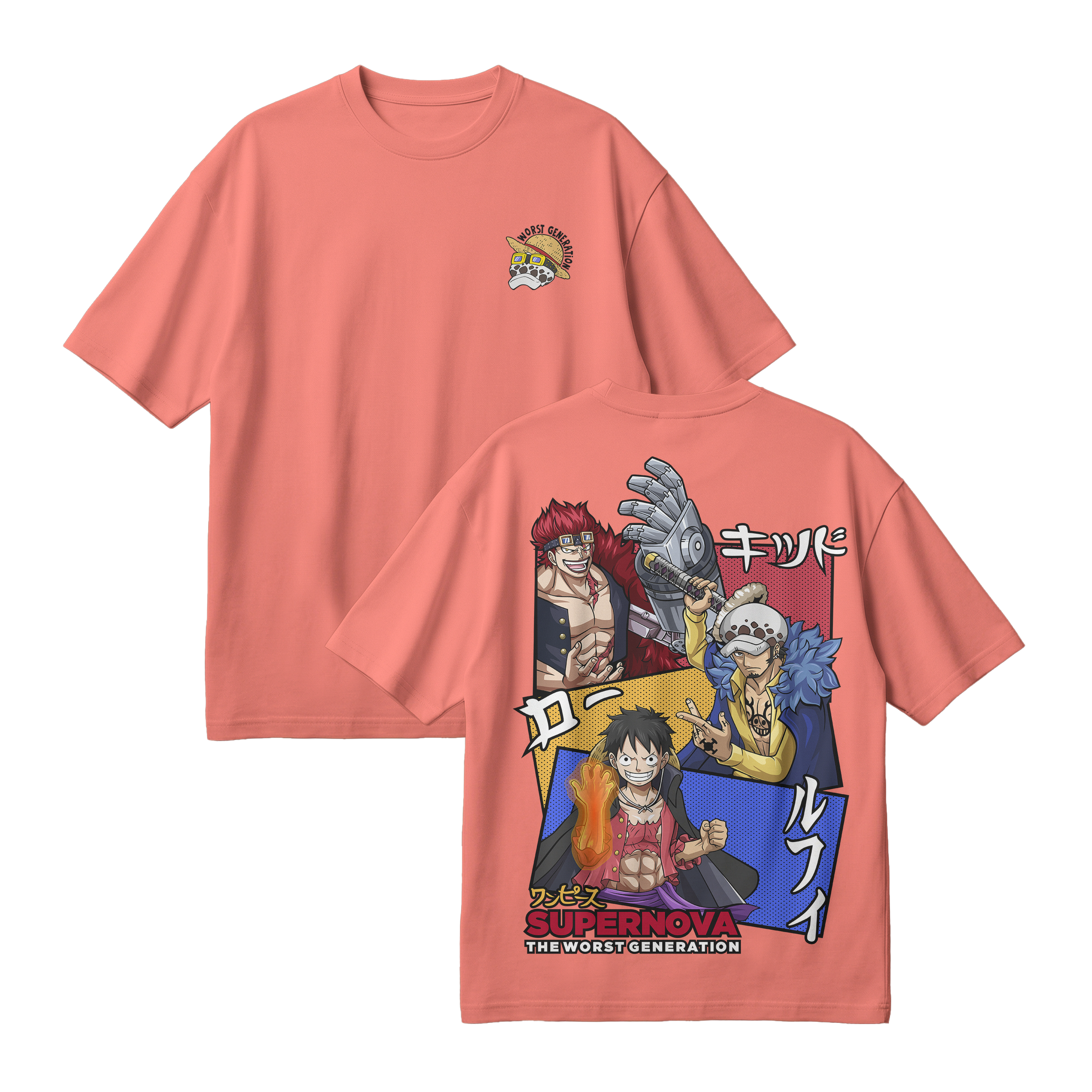 Anime One Piece Supernova The Worst Generation Oversized T-Shirt - RZM007