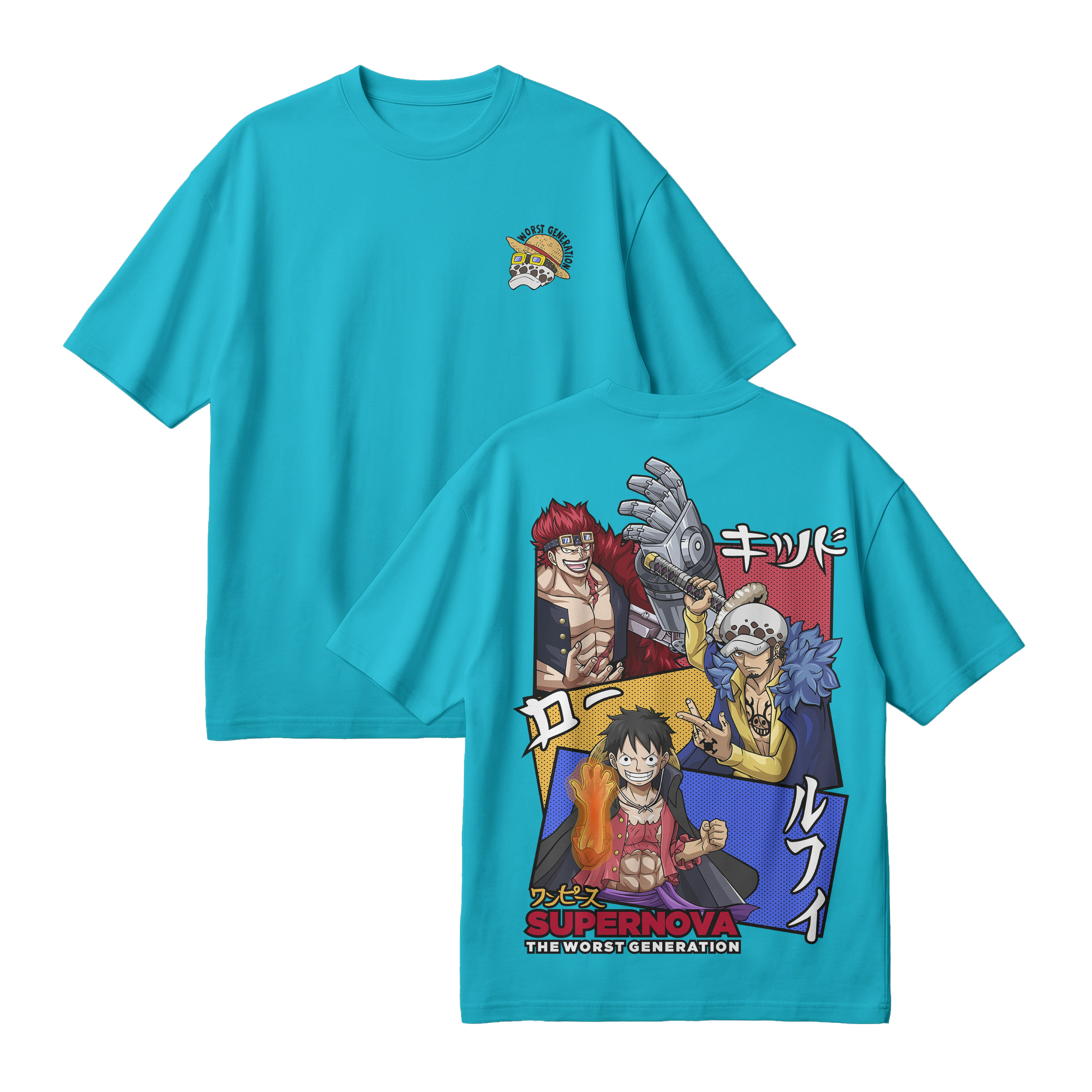 Anime One Piece Supernova The Worst Generation Oversized T-Shirt - RZM007