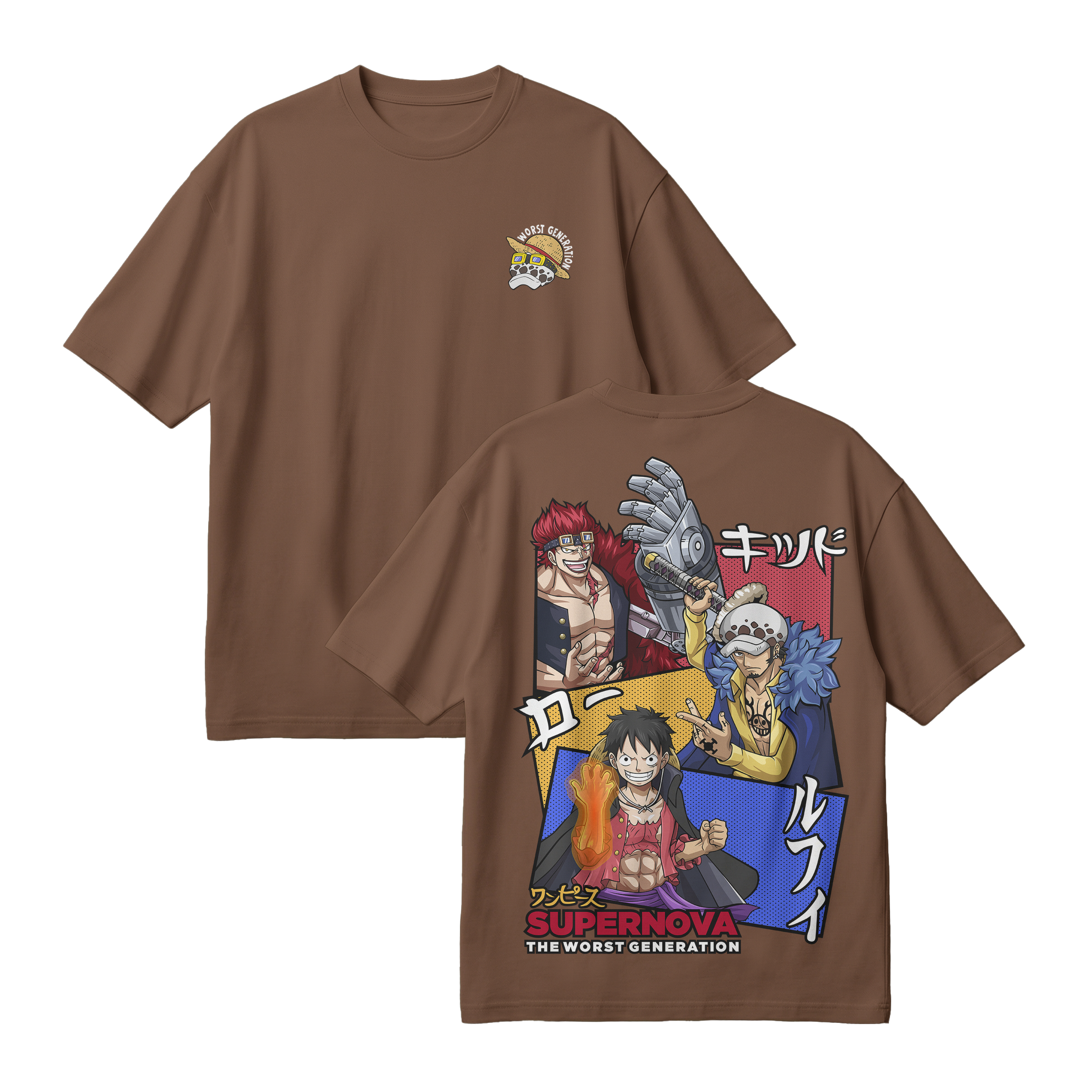 Anime One Piece Supernova The Worst Generation Oversized T-Shirt - RZM007