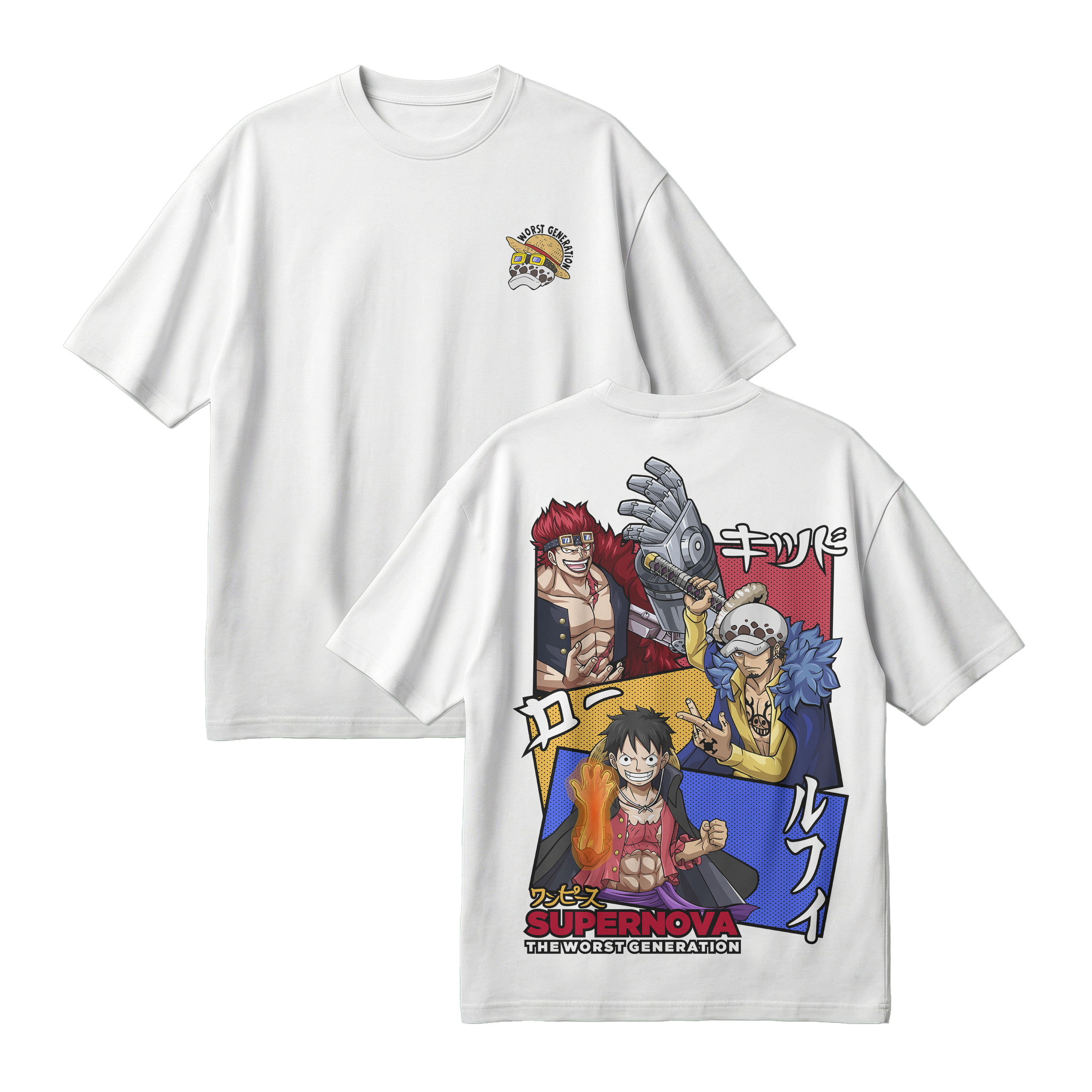 Anime One Piece Supernova The Worst Generation Oversized T-Shirt - RZM007
