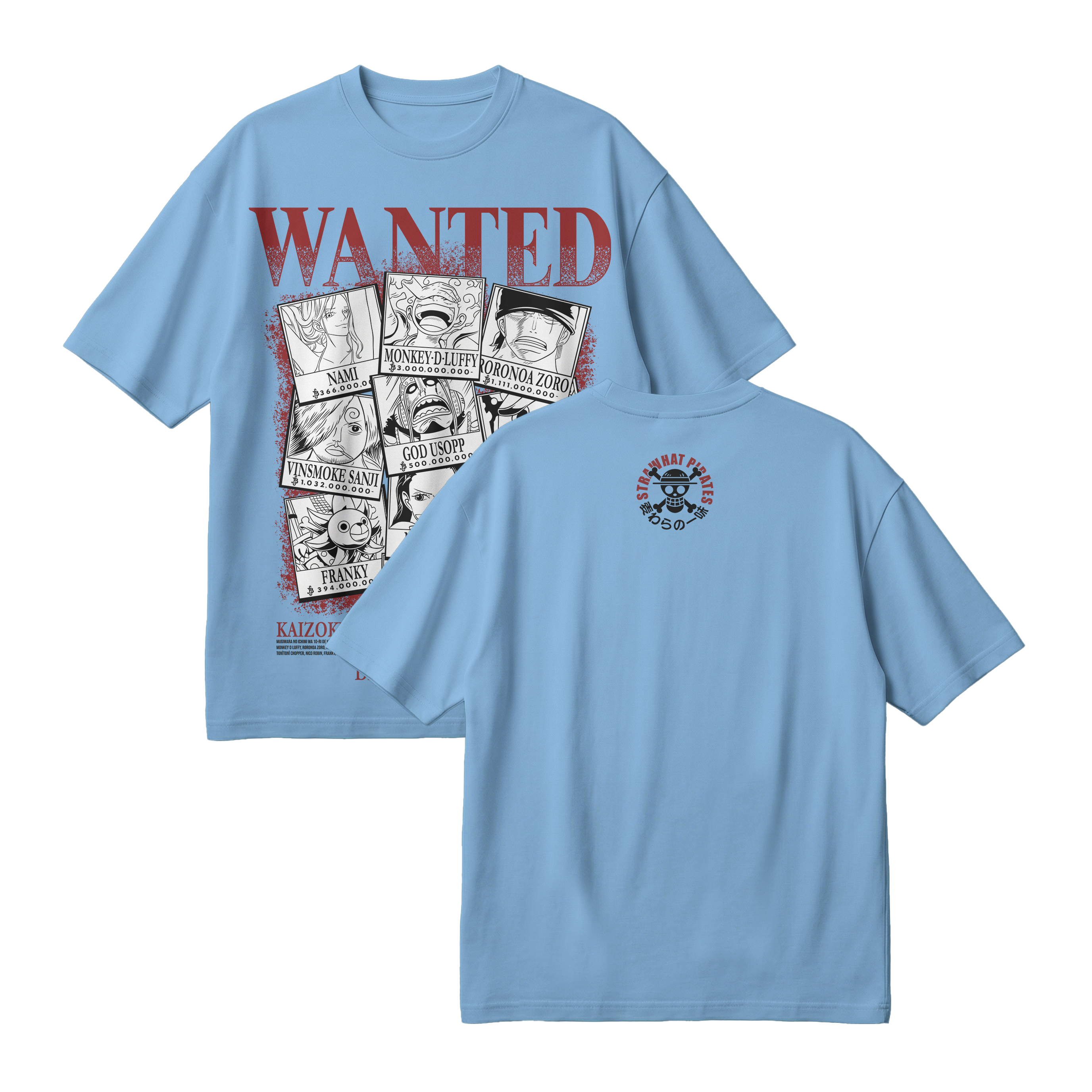 Anime One Piece Wanted Mugiwara Crew Oversized T-Shirt - RZM008