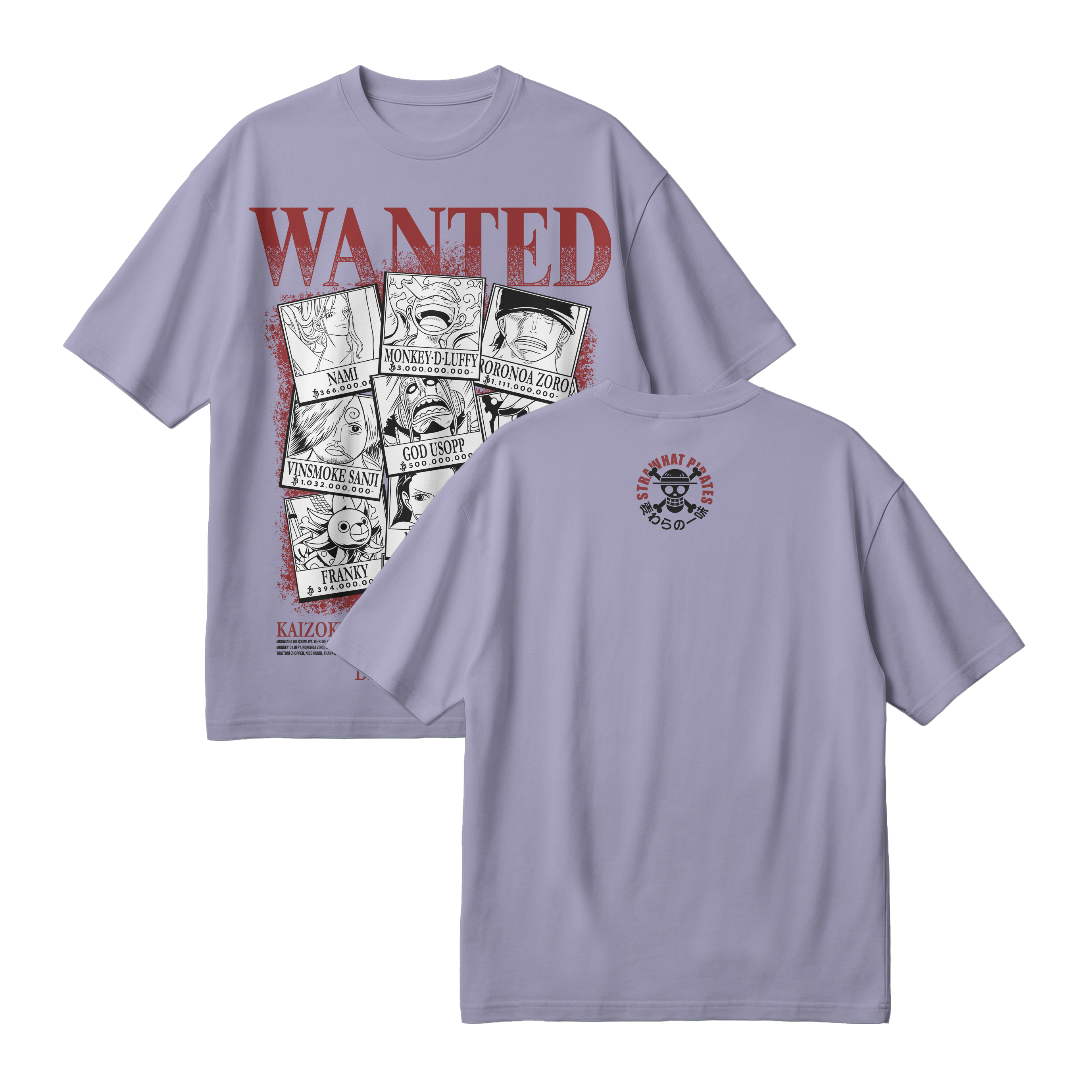 Anime One Piece Wanted Mugiwara Crew Oversized T-Shirt - RZM008