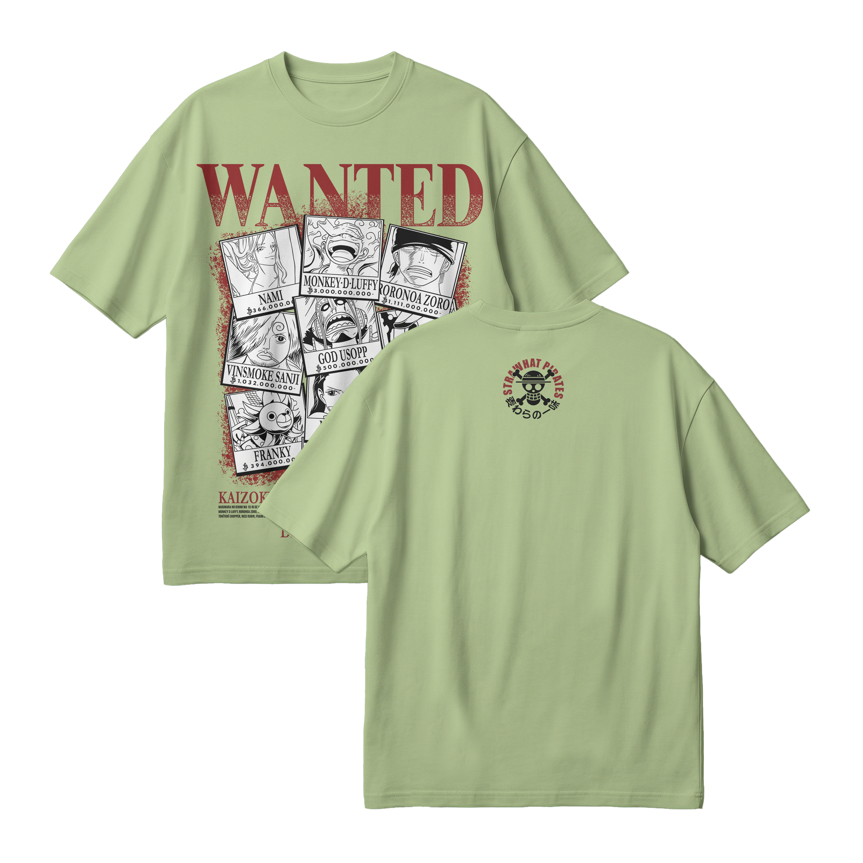 Anime One Piece Wanted Mugiwara Crew Oversized T-Shirt - RZM008