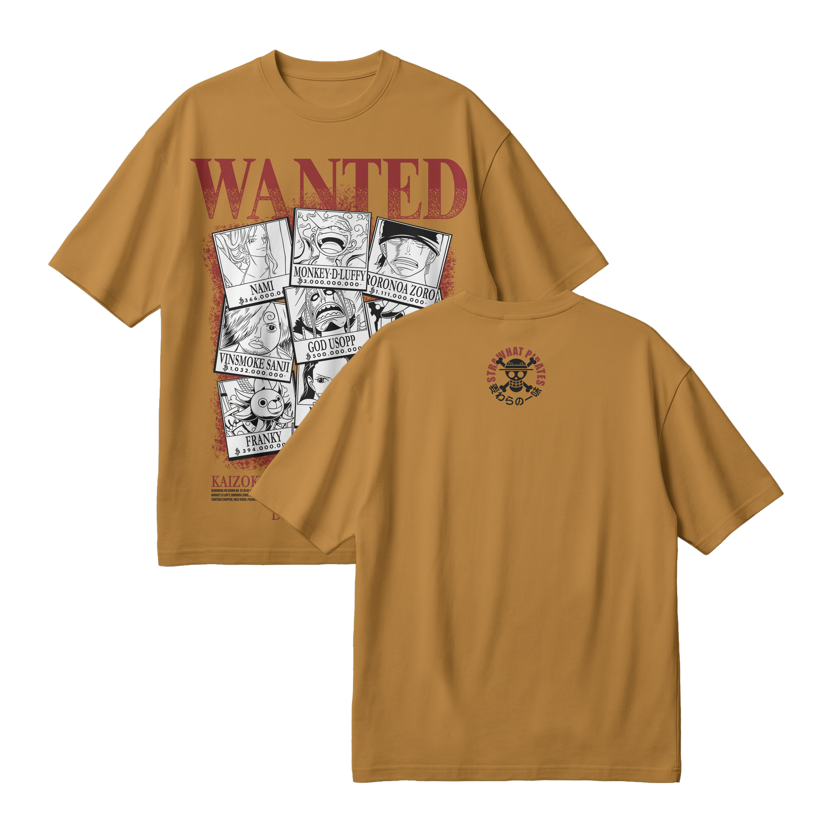 Anime One Piece Wanted Mugiwara Crew Oversized T-Shirt - RZM008