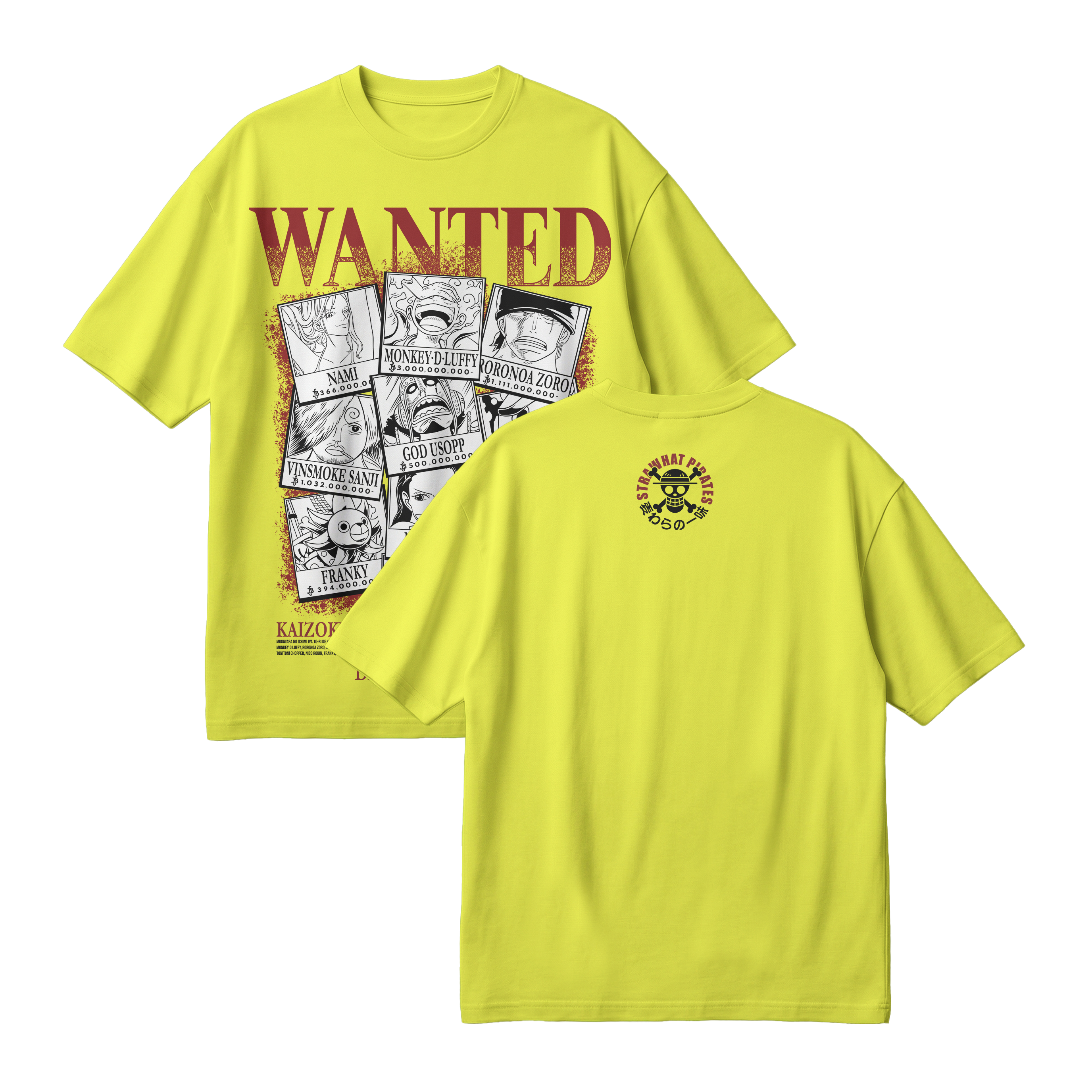 Anime One Piece Wanted Mugiwara Crew Oversized T-Shirt - RZM008