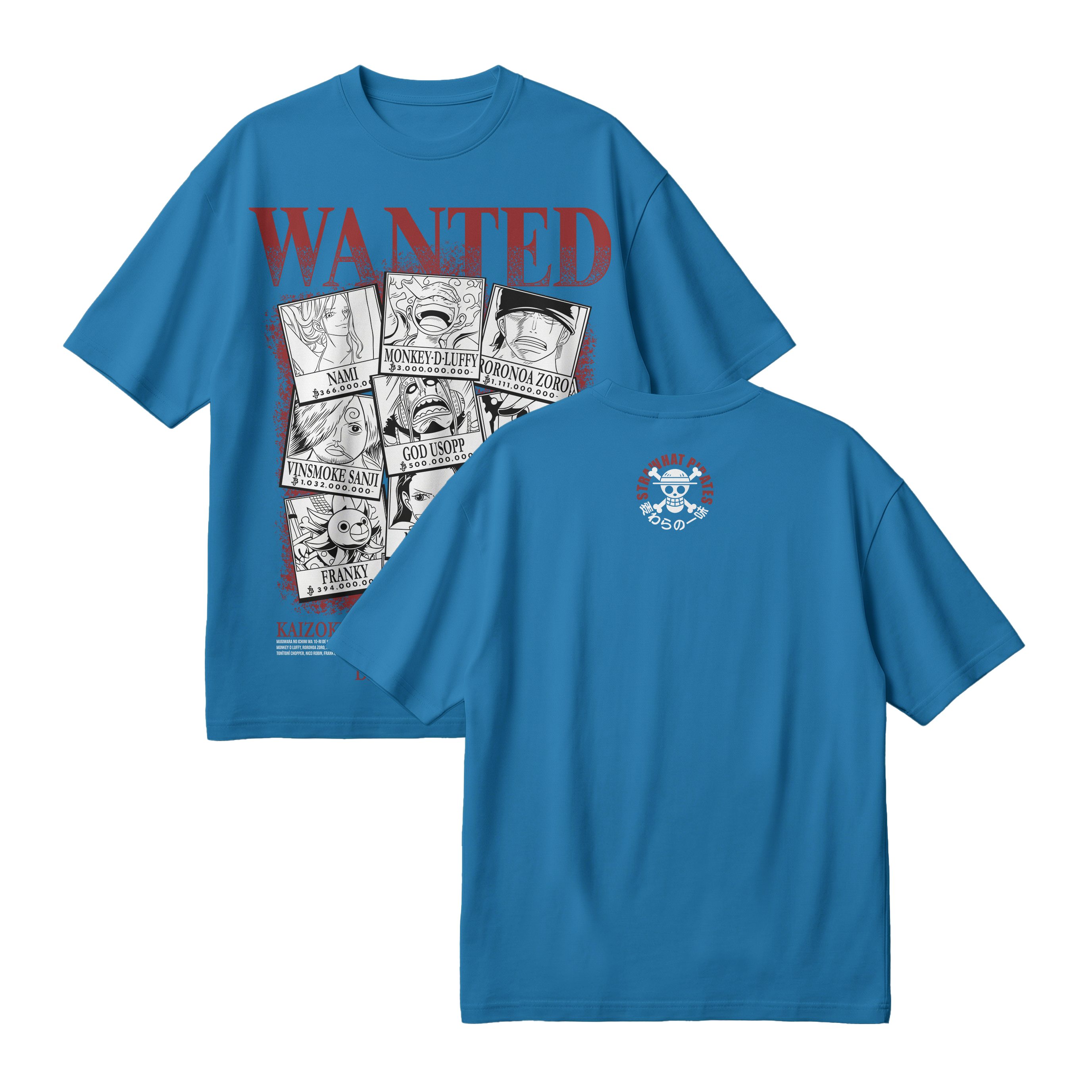 Anime One Piece Wanted Mugiwara Crew Oversized T-Shirt - RZM008