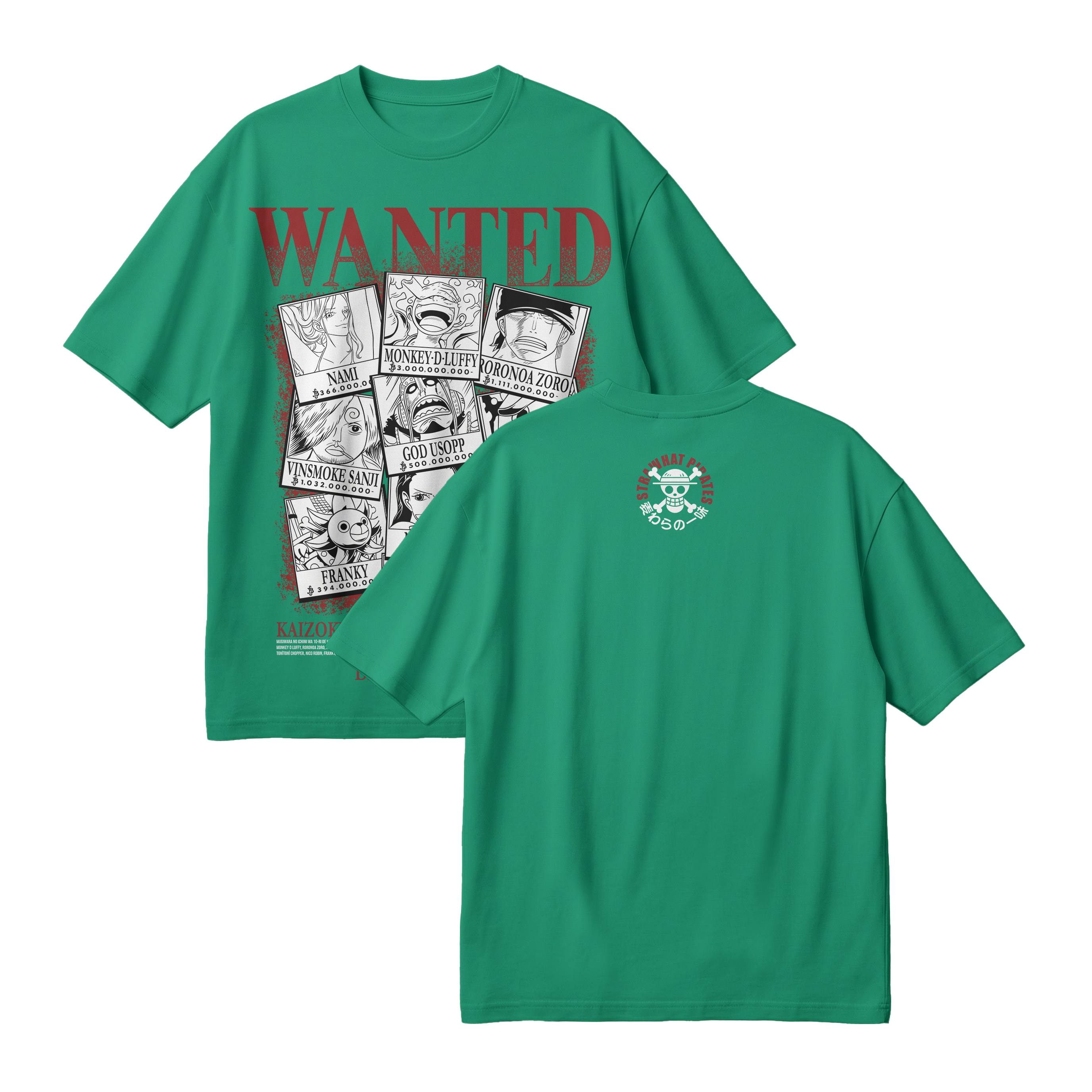 Anime One Piece Wanted Mugiwara Crew Oversized T-Shirt - RZM008