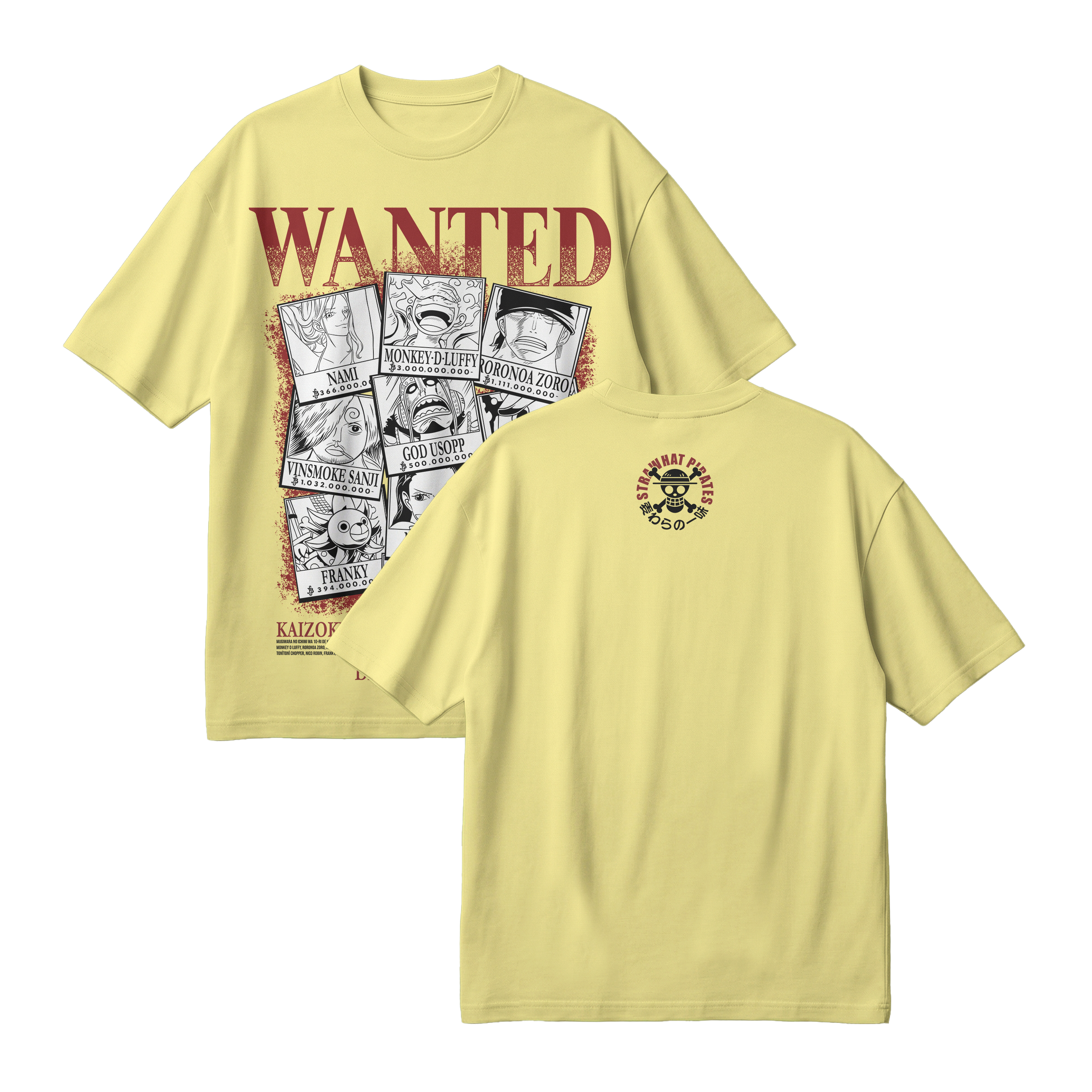 Anime One Piece Wanted Mugiwara Crew Oversized T-Shirt - RZM008