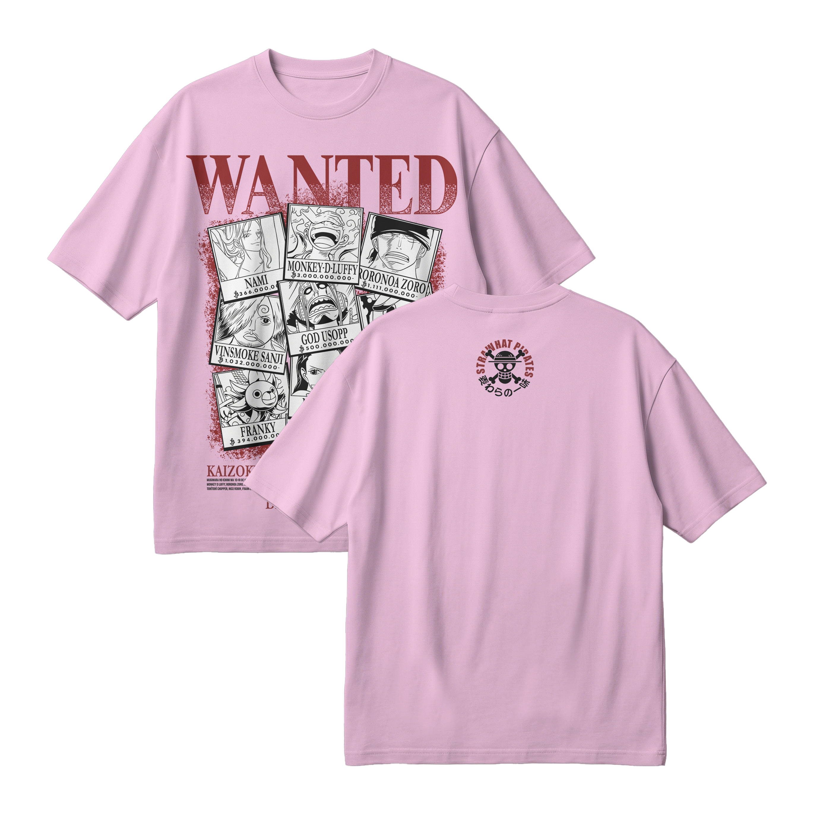 Anime One Piece Wanted Mugiwara Crew Oversized T-Shirt - RZM008