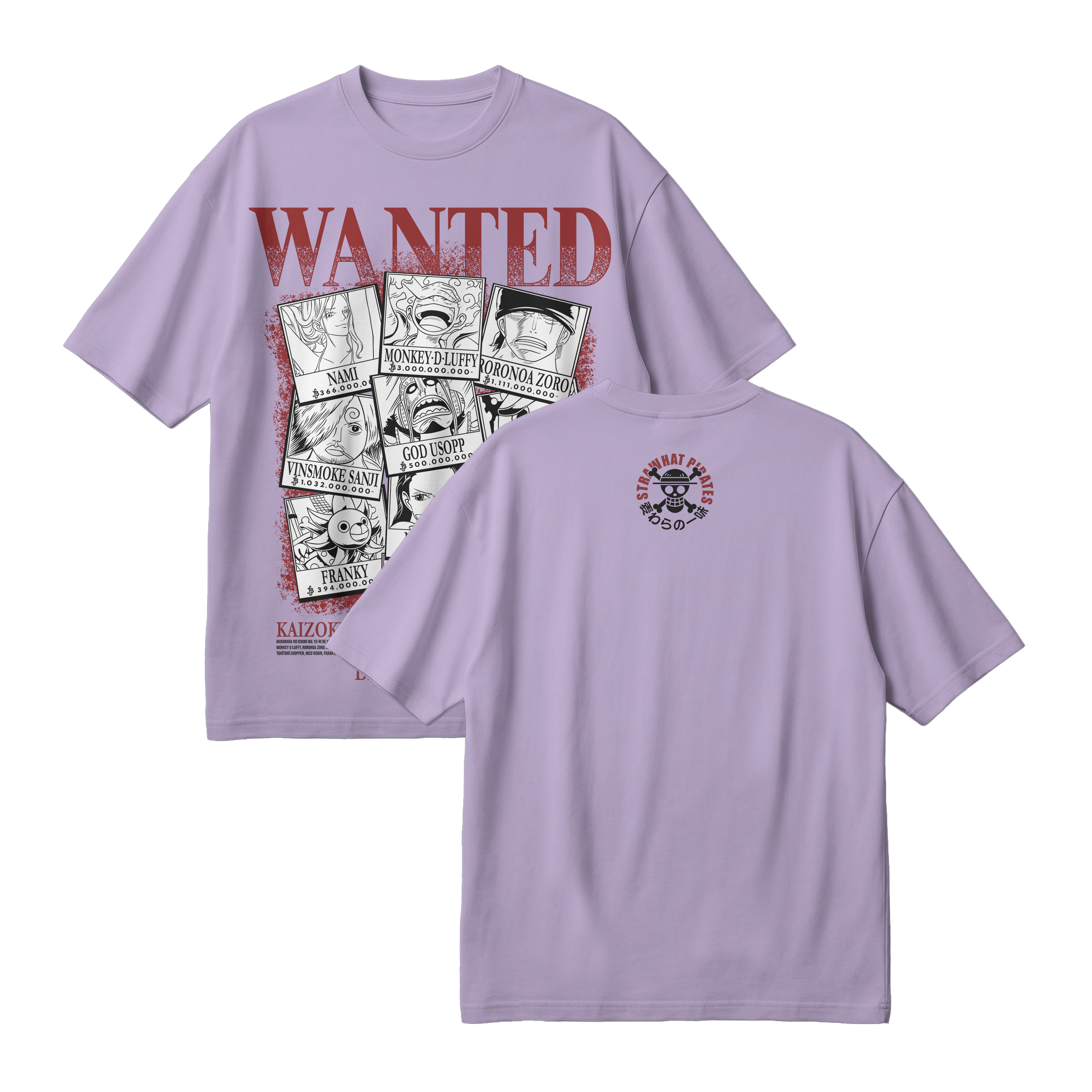 Anime One Piece Wanted Mugiwara Crew Oversized T-Shirt - RZM008